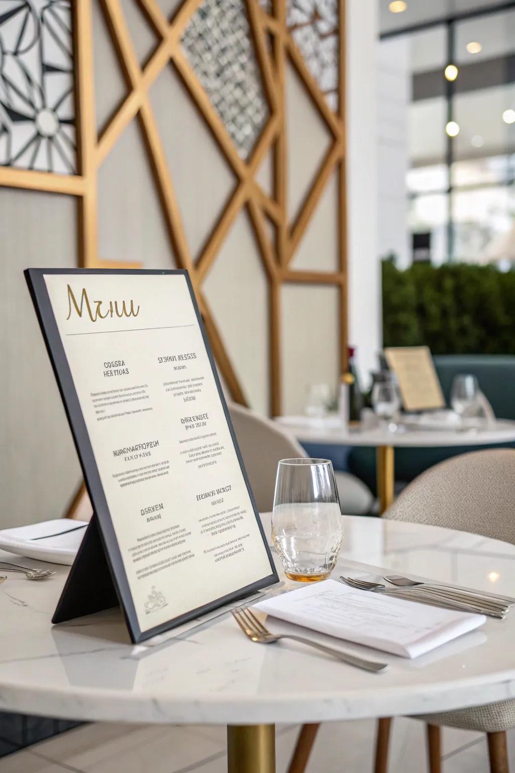Geometric shapes offer a structured and contemporary lure to your menu.