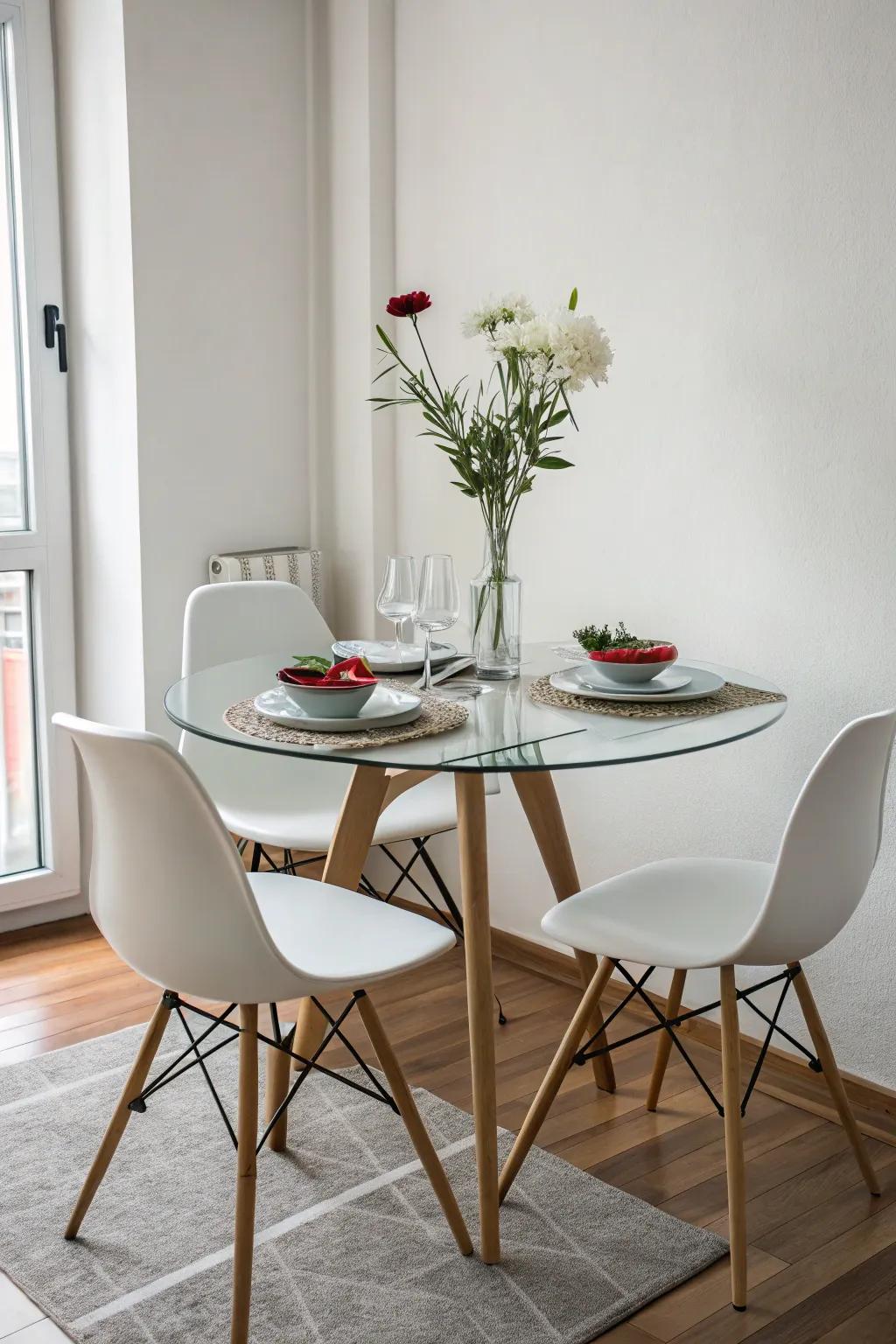 See-through features contribute to a light and airy decor.