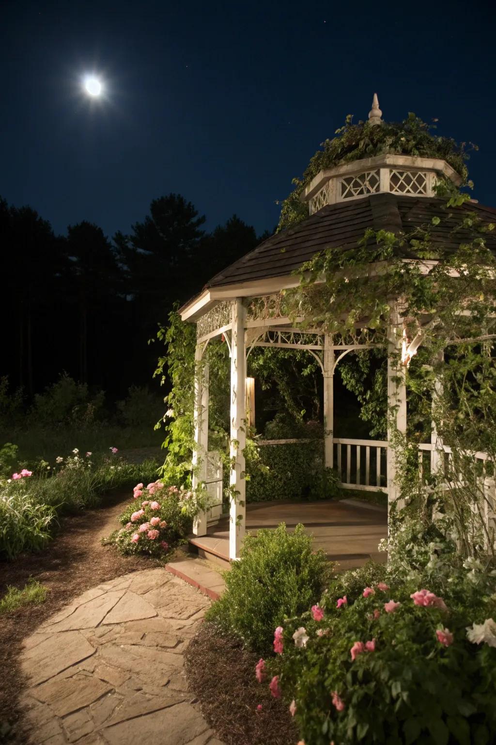 A pavilion works as an enchanting focal spot for social occasions.