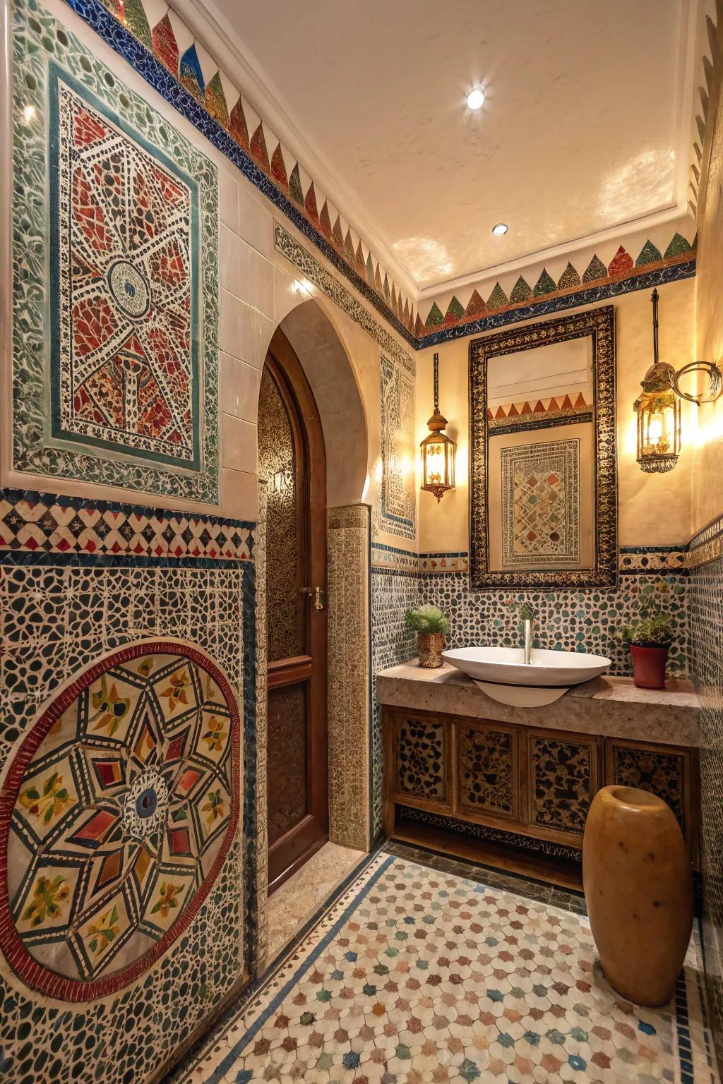 Introduce global flair through Moroccan-inspired mosaic designs.