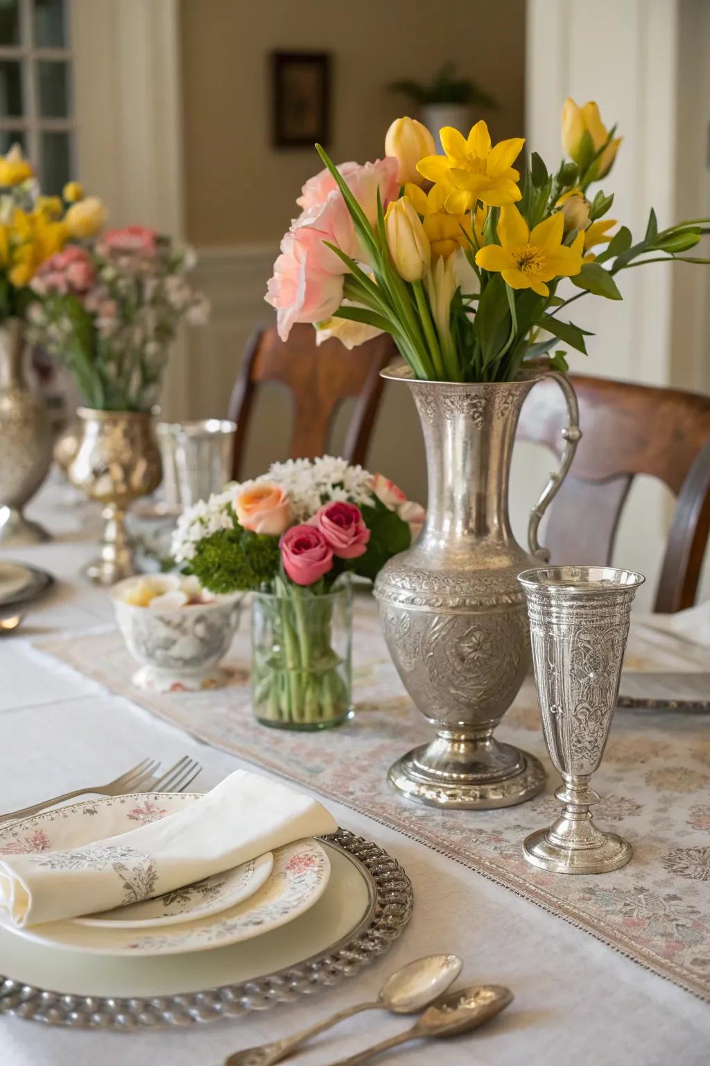 Vintage elements impart timeless elegance to the table.
