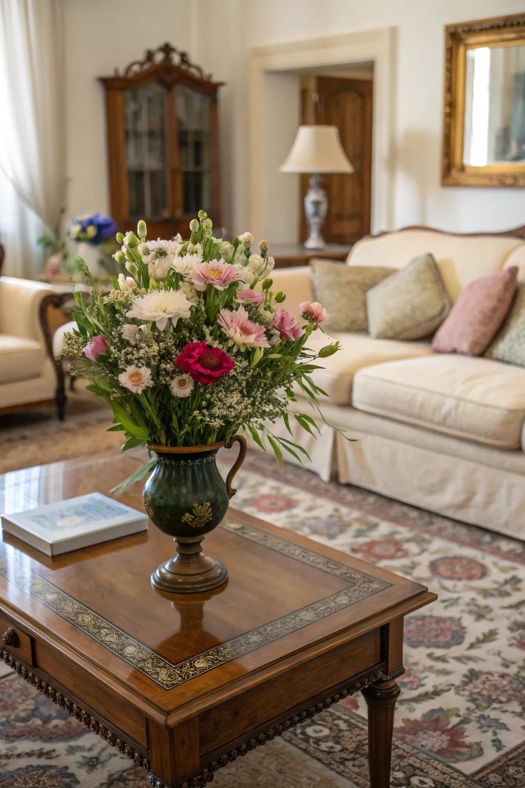Florals and botanicals bring life to vintage spaces.