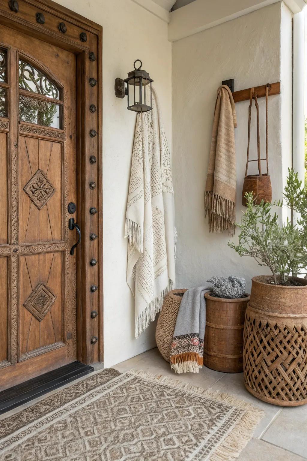 Distinct textures within the entryway increase dimension and fullness.