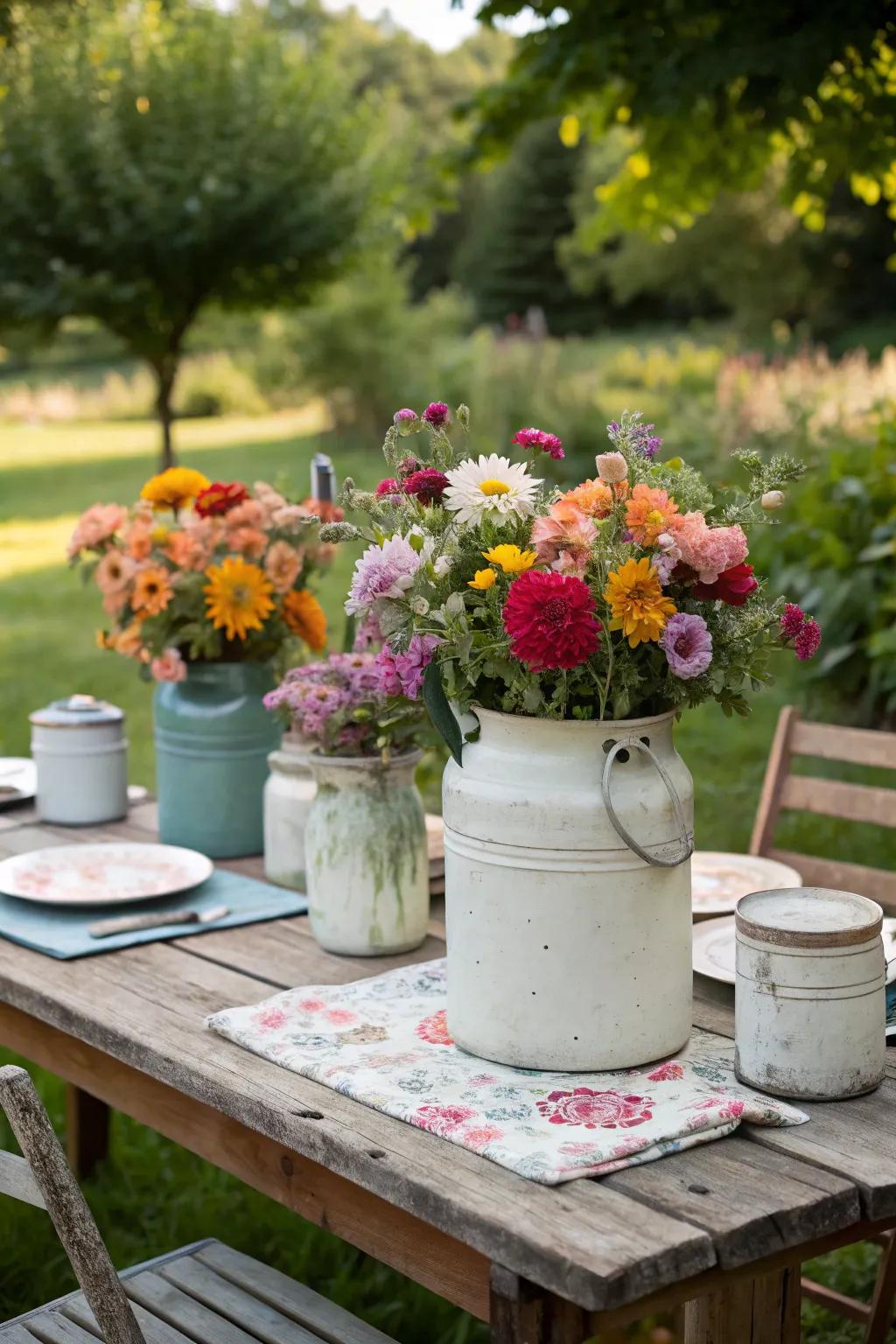 Vintage earthenware containers bring nostalgic appeal to your table style.