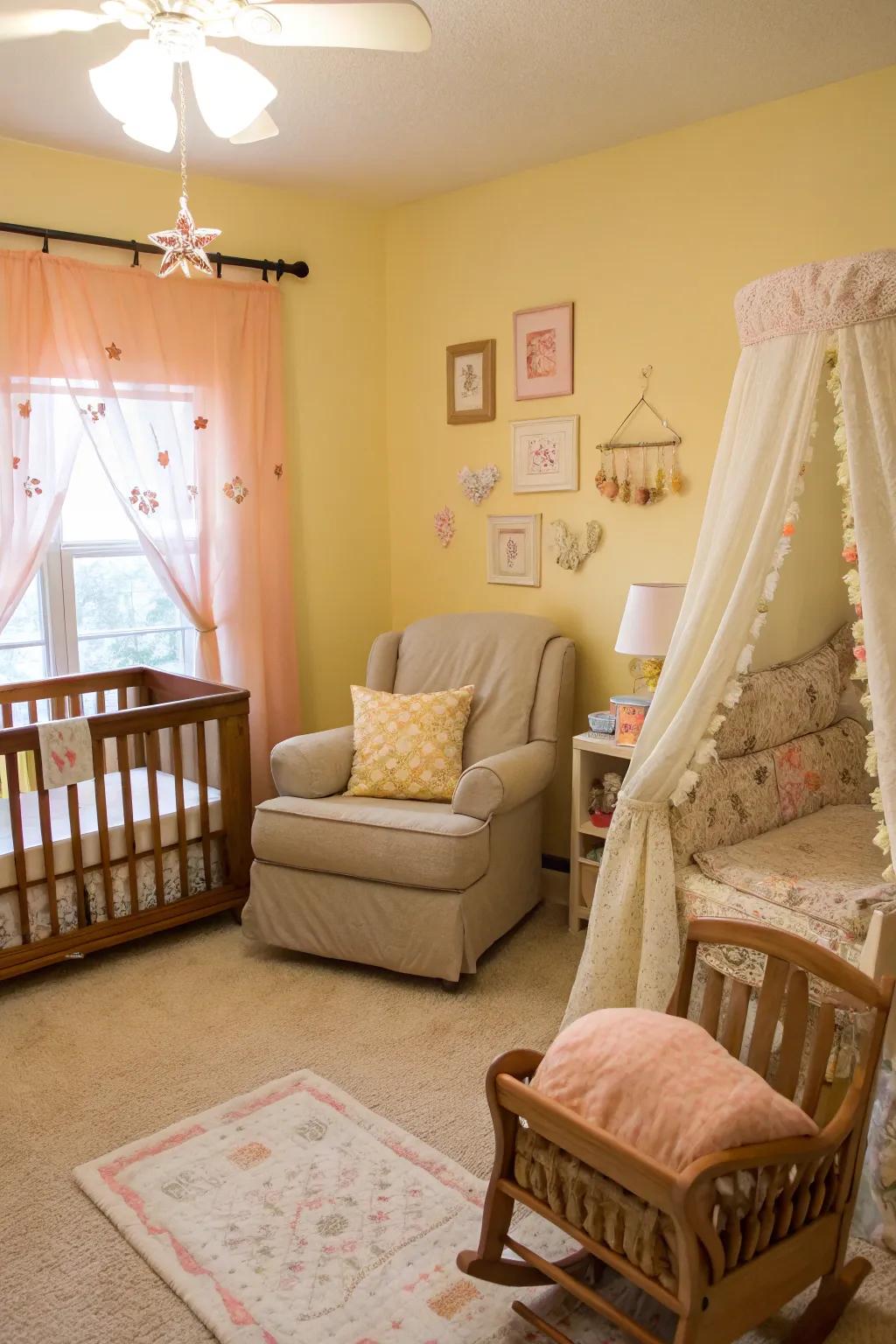 Radiant pastels imbue warmth and hope into the nursery.