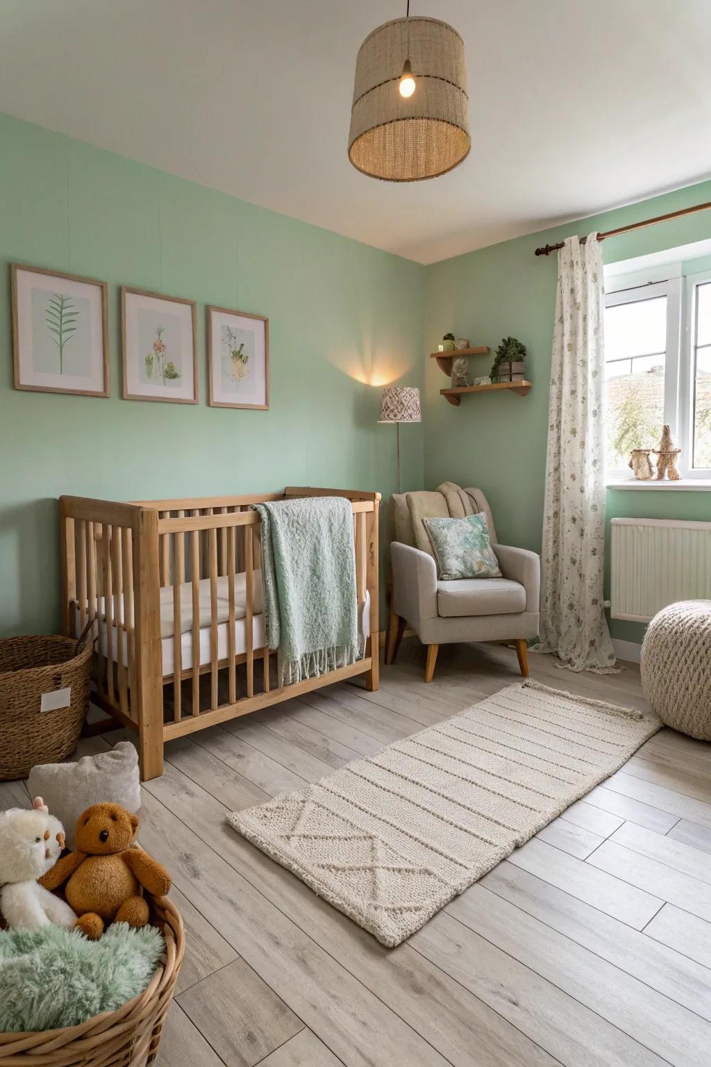 Subdued pastels cultivate a serene and welcoming atmosphere.