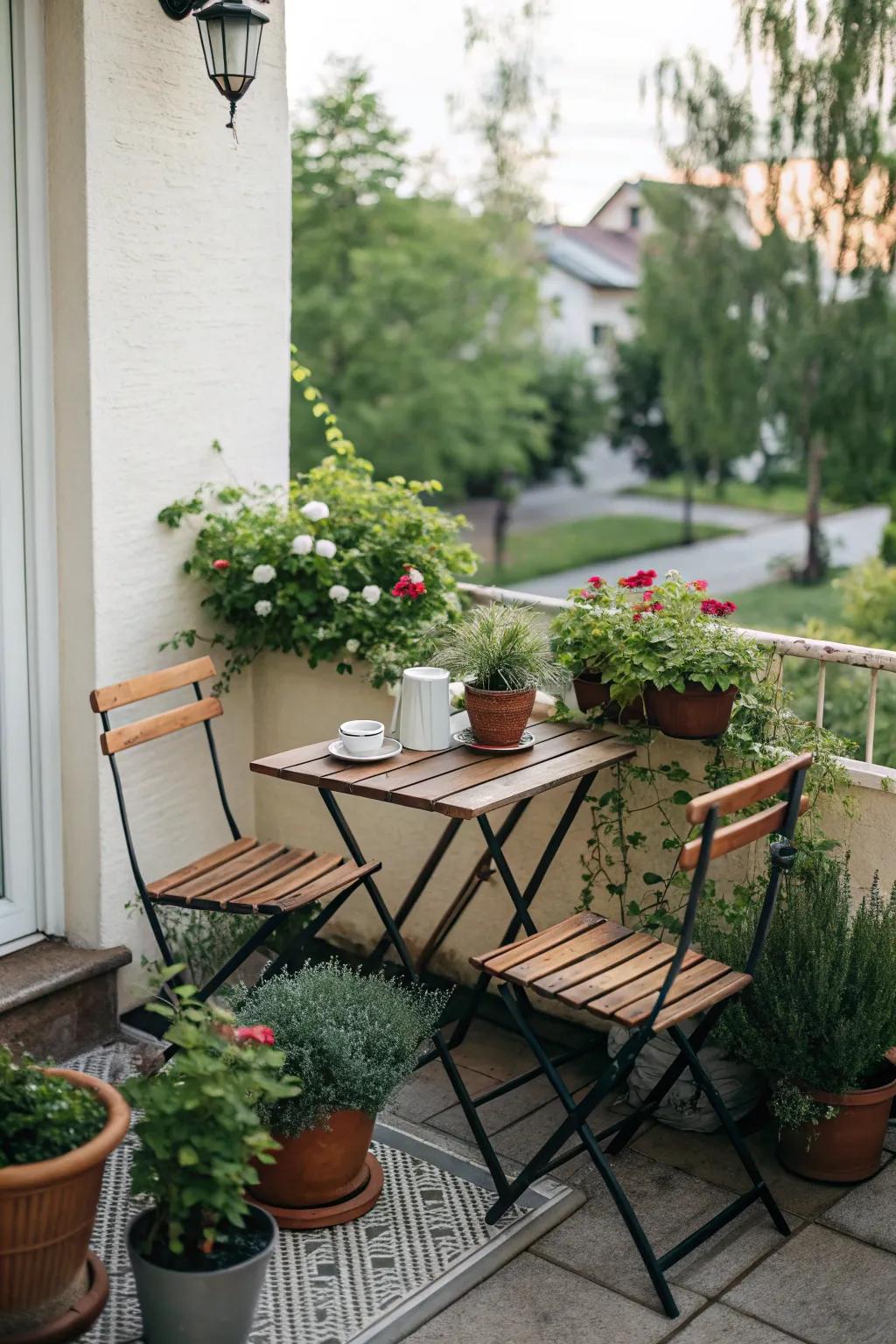 Small patios gain charm and functionality from a bistro set.
