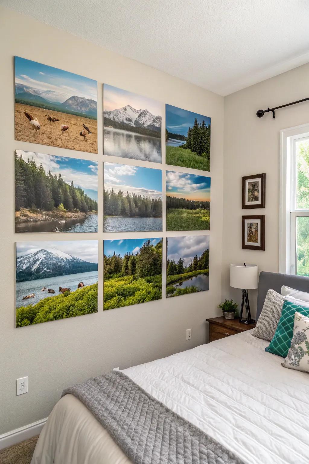 Bring nature indoors with a nature-themed photo collage.