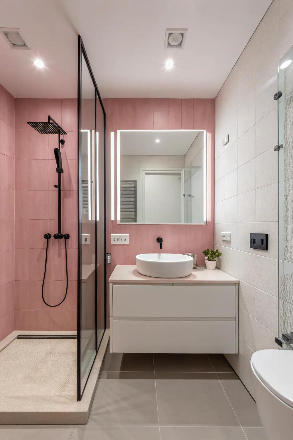 Minimalist rose and ivory evoke a contemporary aesthetic.