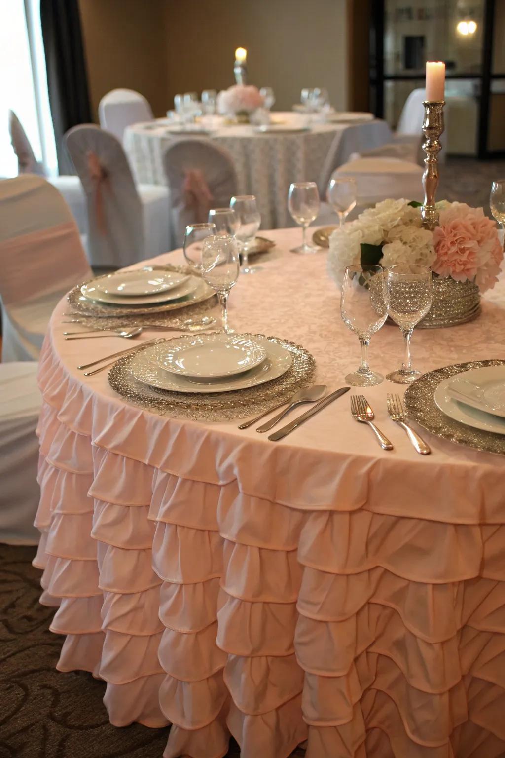 Transform your table using elegant frilly table linens.