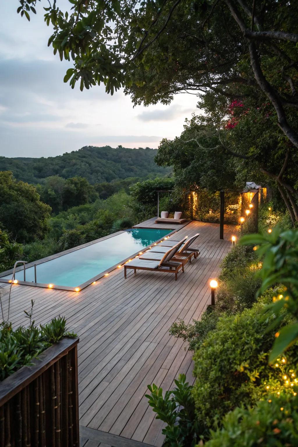Vegetation edges soften the look of your pool area.