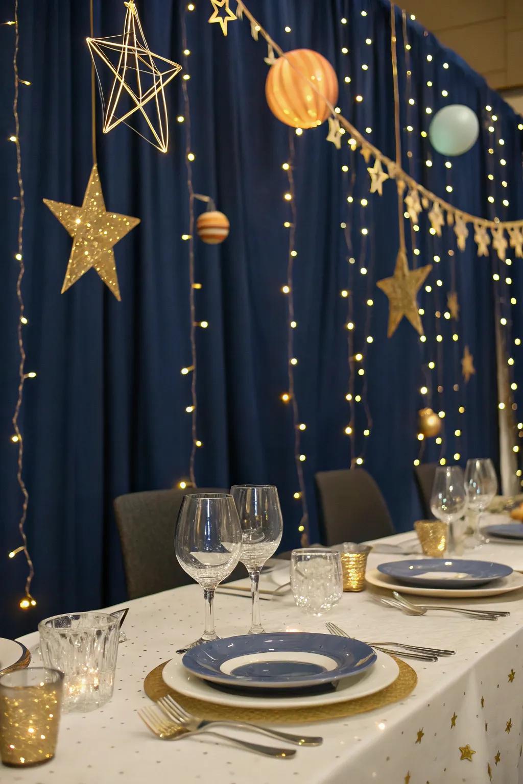 An 'Evening Beneath the Constellations' theme transports celestial enchantment to your dance.