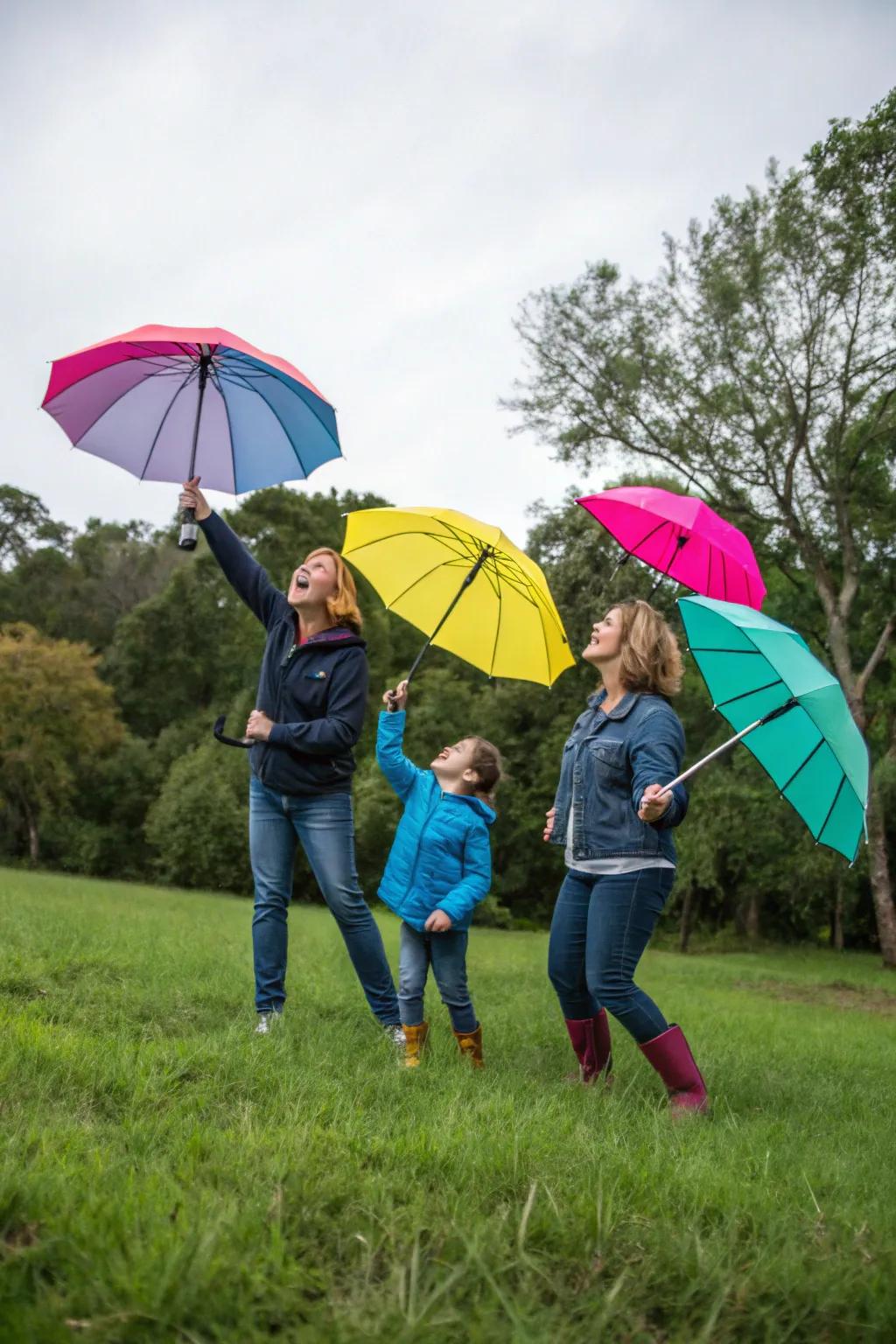Append a dash of hue and entertainment using whimsical rain shield props.