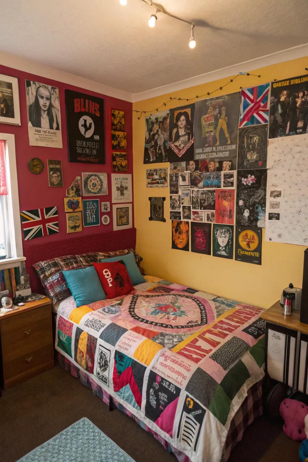 Compose a customized appearance with a DIY patchwork of fabric and keepsakes.