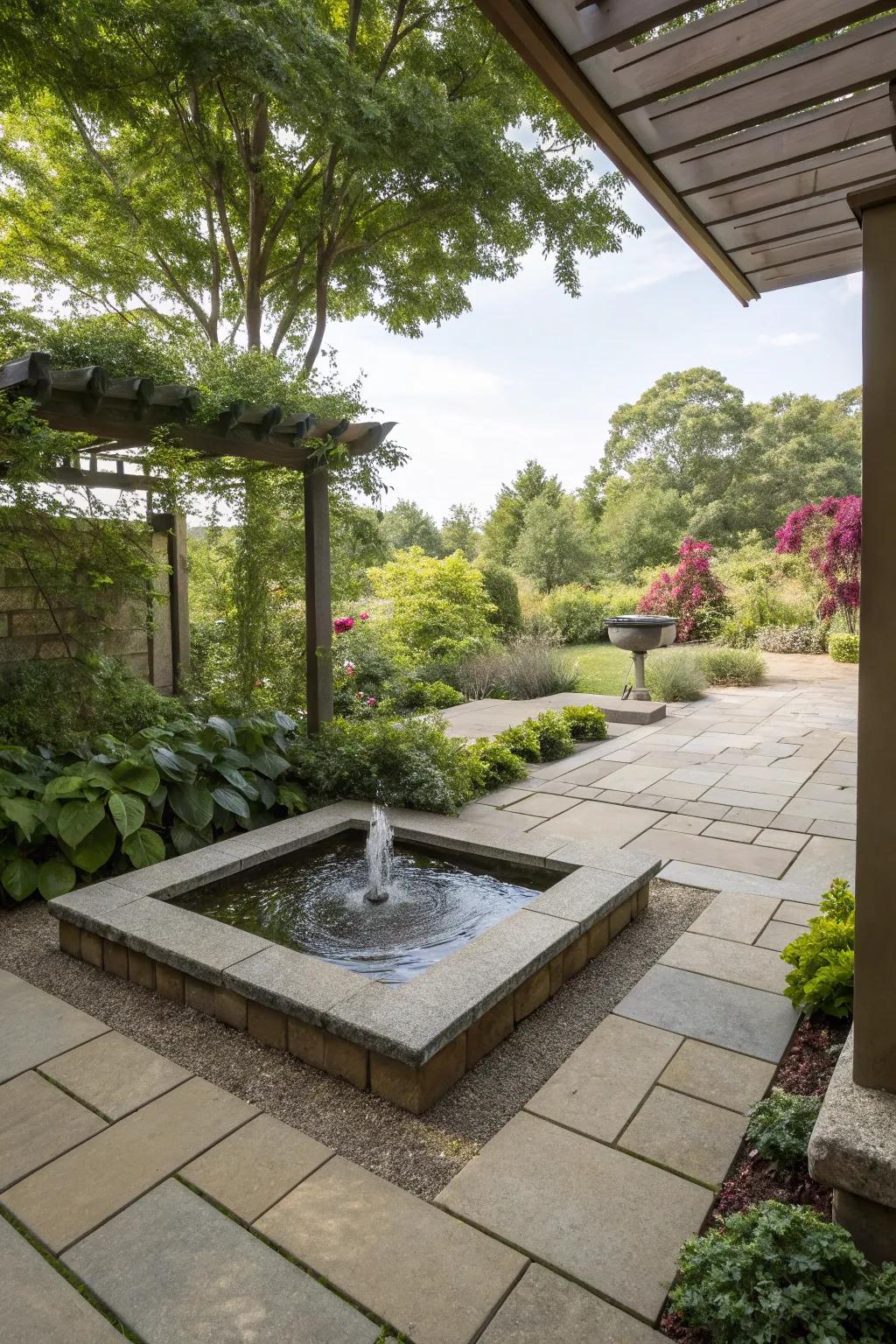 An aqua element imparts tranquility and emphasis.