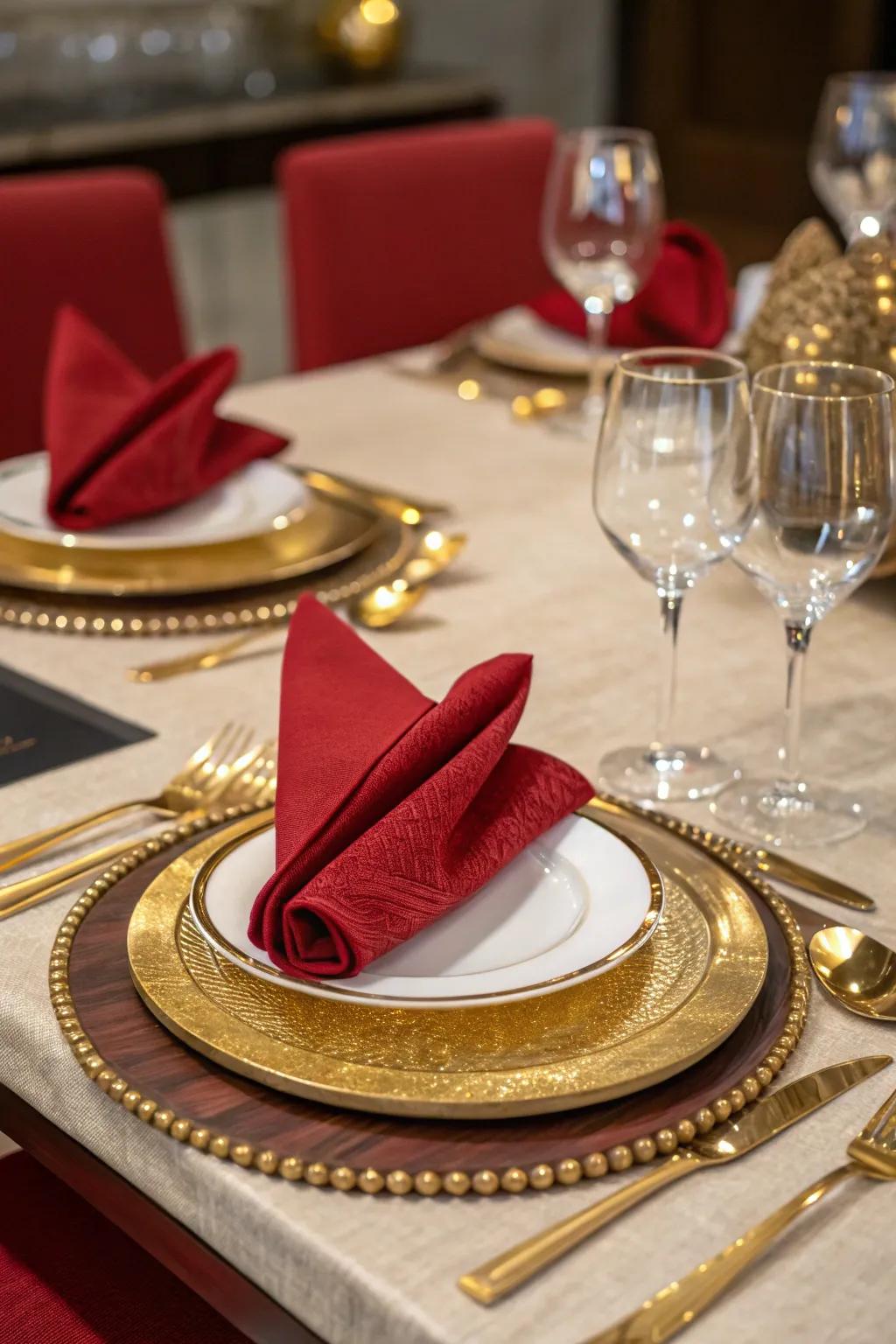 Gilded-edged dishware appends a dash of opulence.