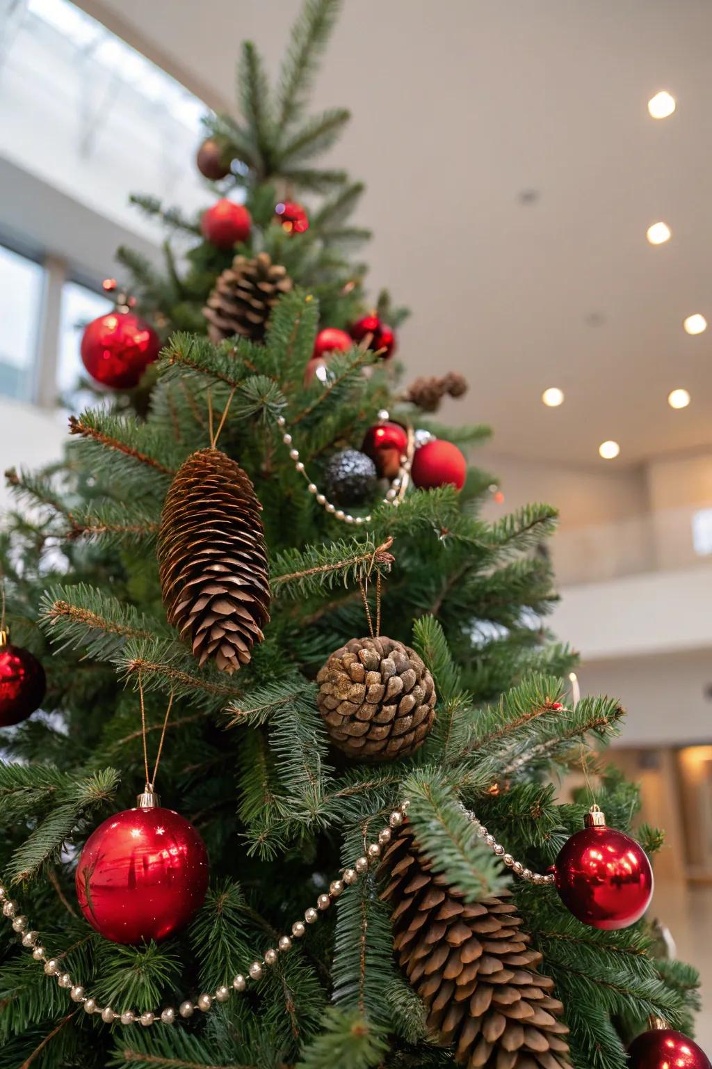 Pinecones add a natural touch and texture.