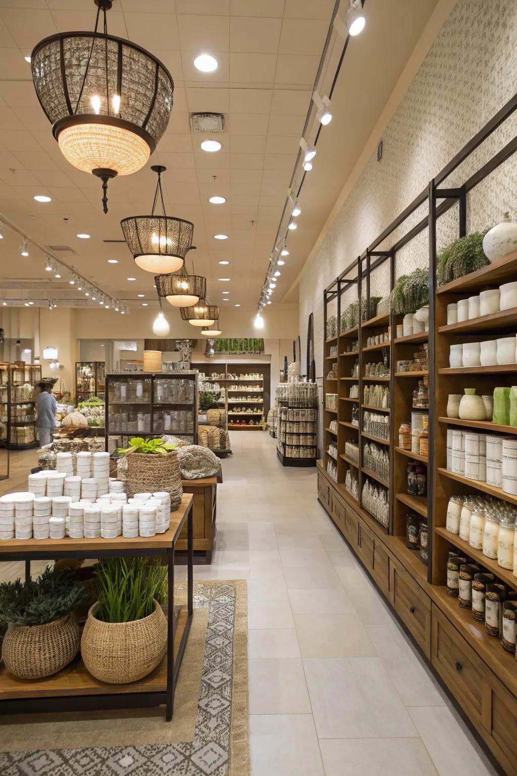 Symmetrical arrangements bring harmony and balance to store environments.
