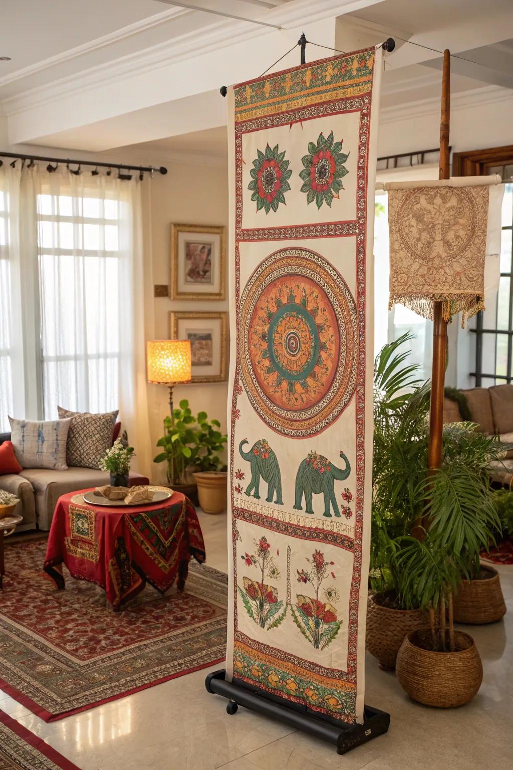 Celebrate cultural diversity through a display of traditional patterns.