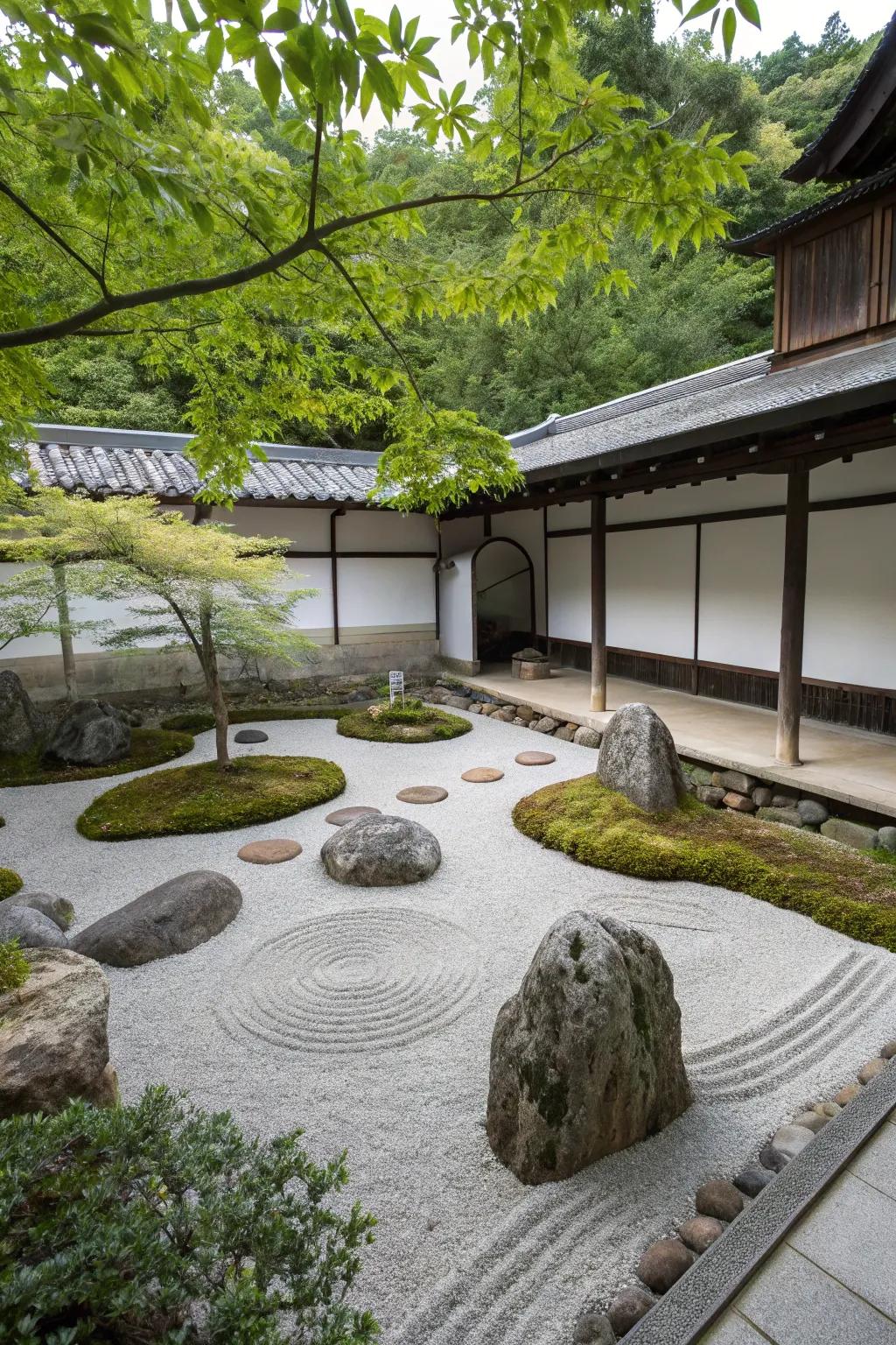 A Zen garden offers a peaceful retreat in your backyard.