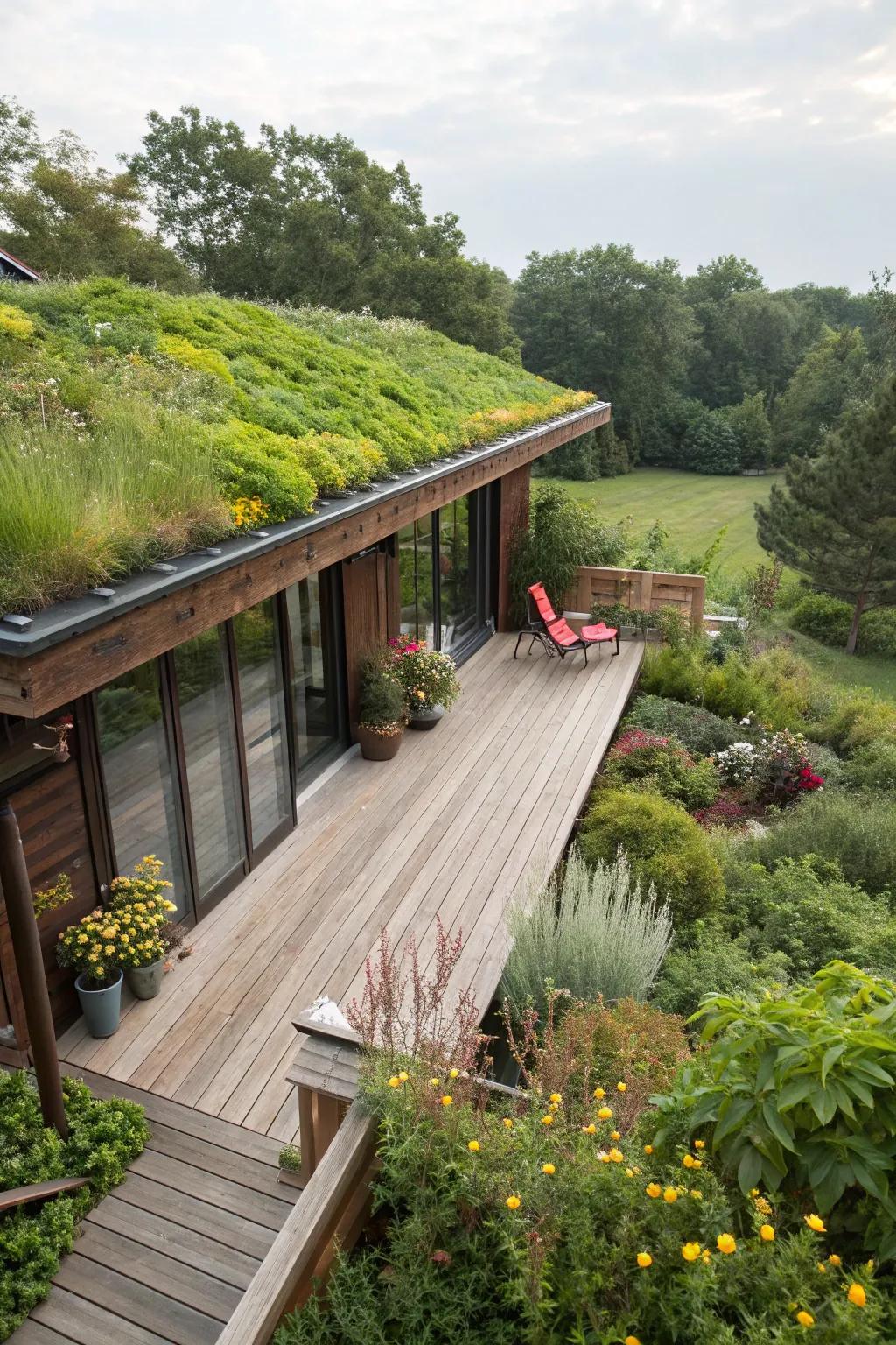 A verdant roof enhances your deck with natural beauty and insulation.