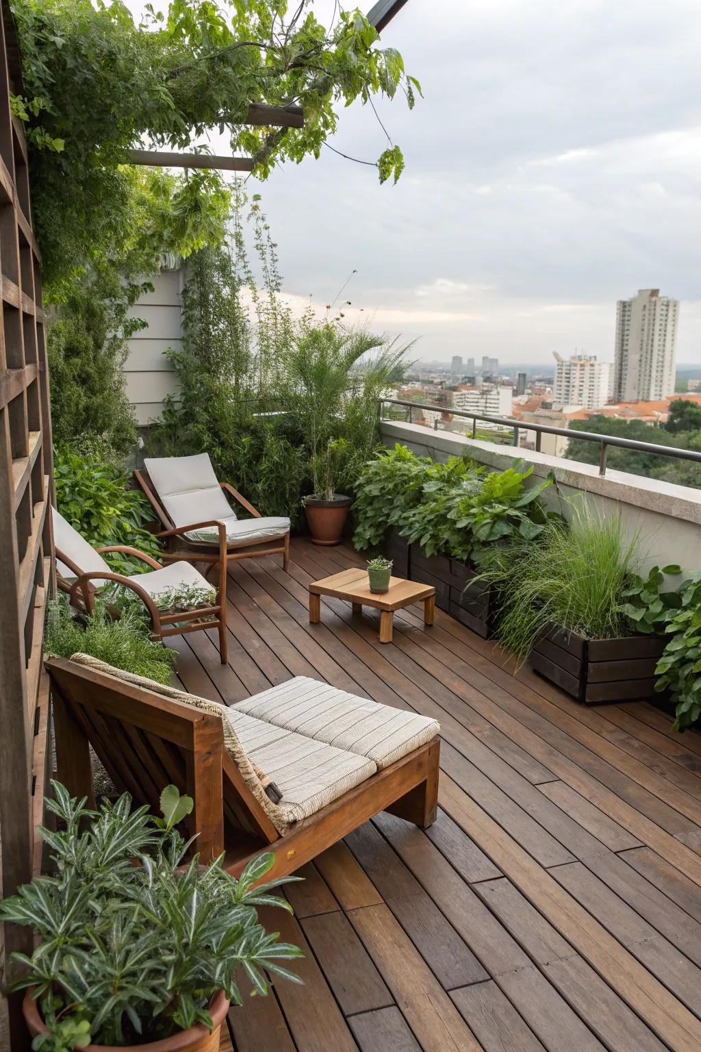 Eco-conscious materials render your rooftop stylish and sustainable.