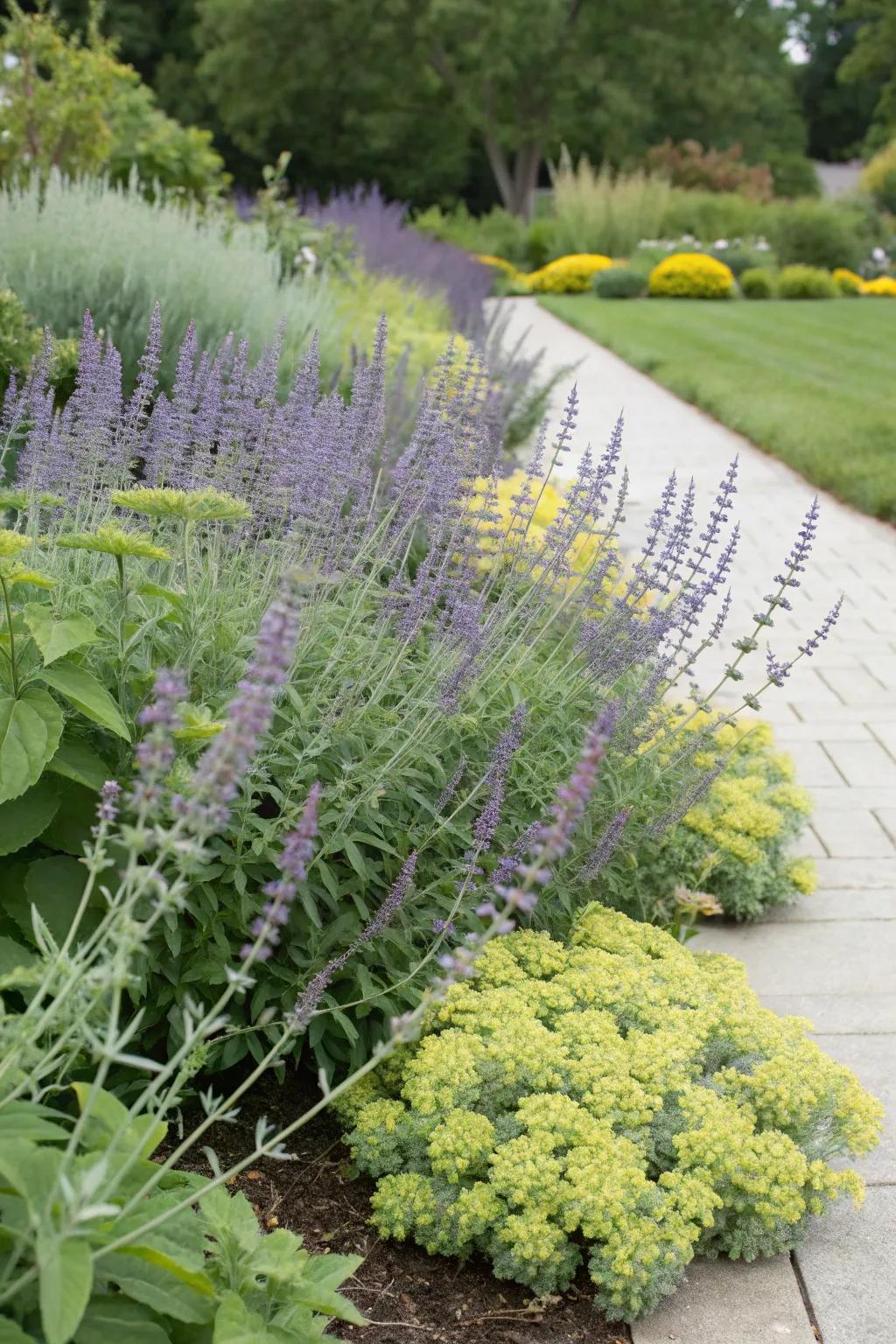 A surprising garden pairing featuring 'Silver Whisper' and rockroses.
