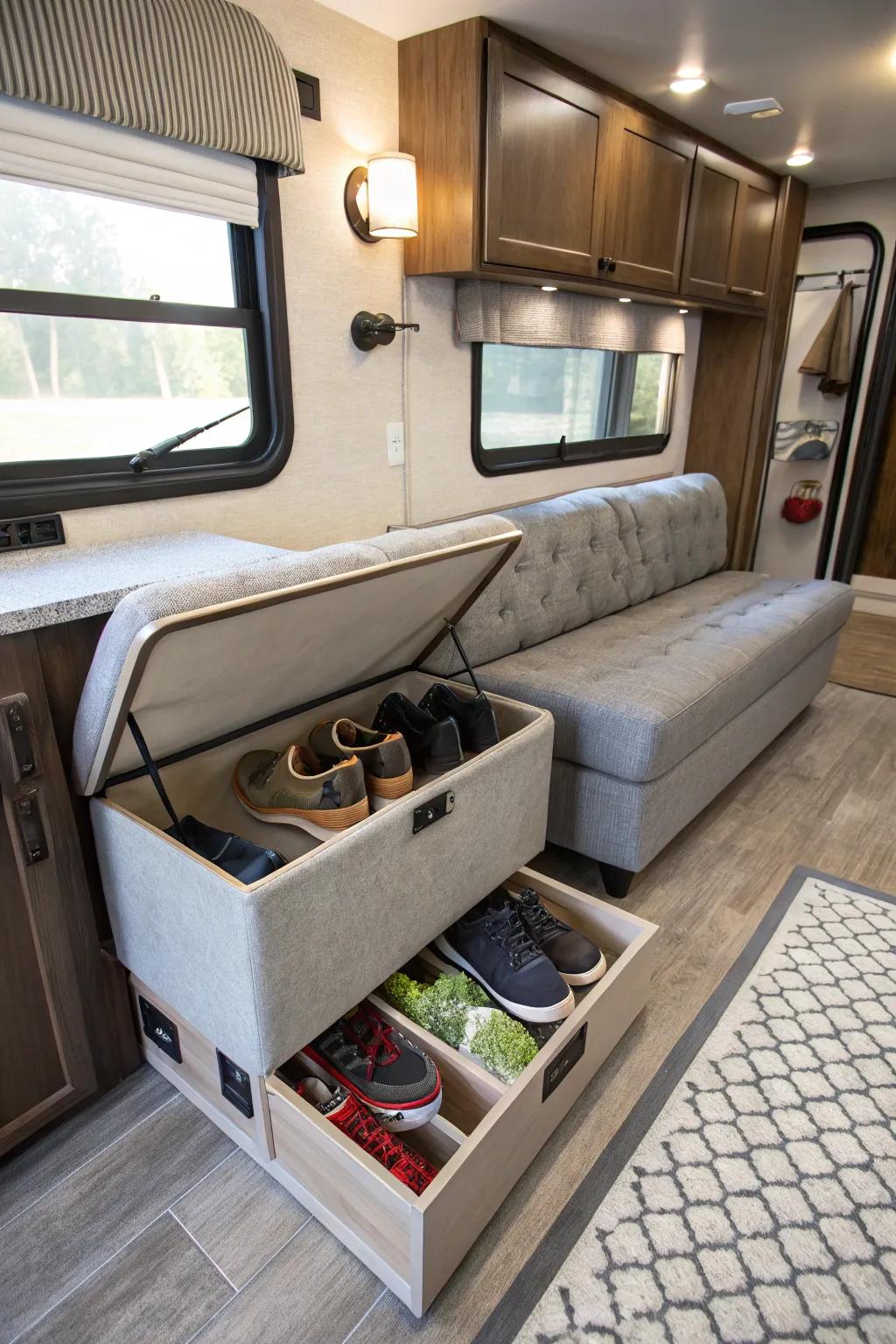 Unite comfort and stash with a versatile ottoman.