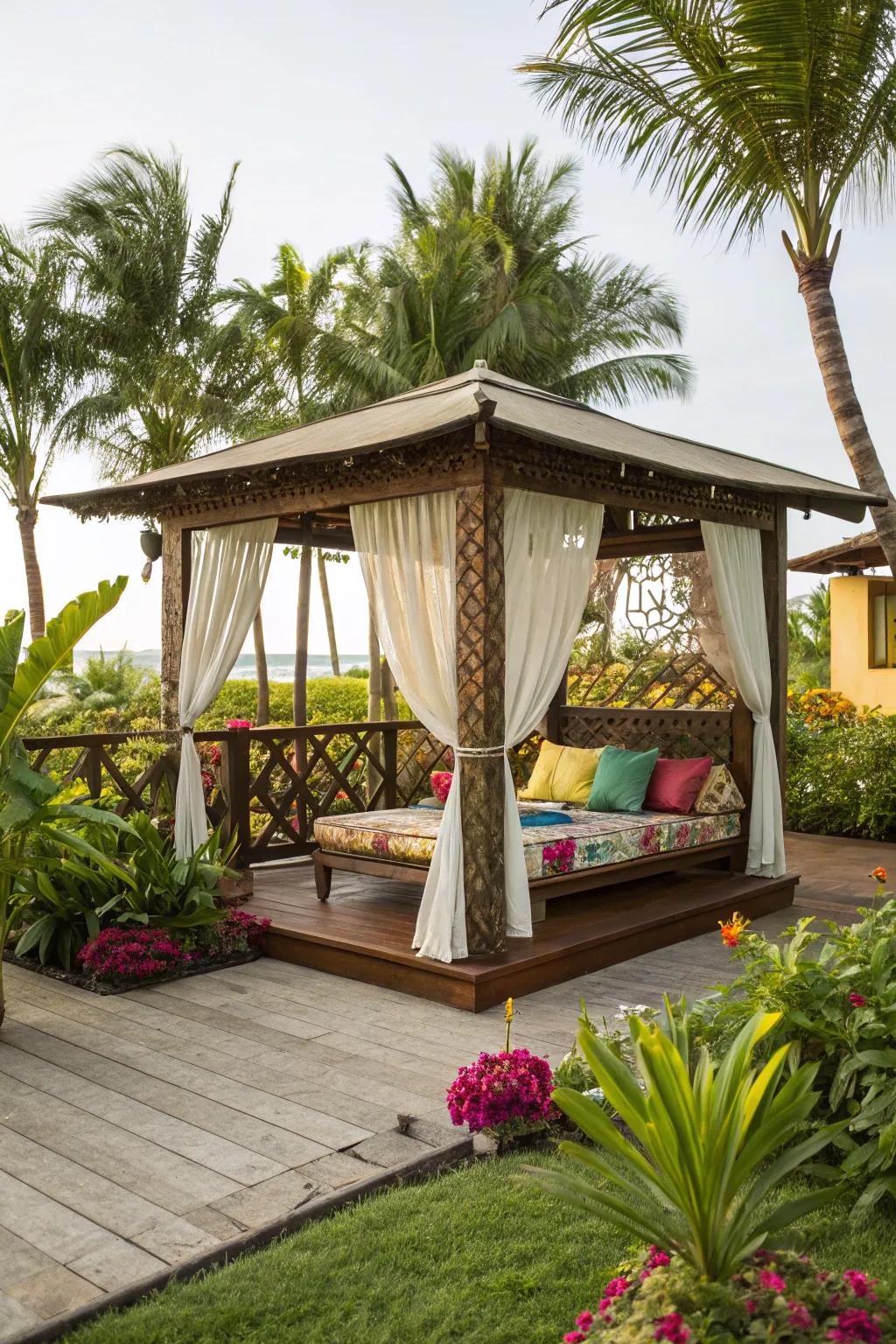 Cabanas conjure a tropical escape within your premises.