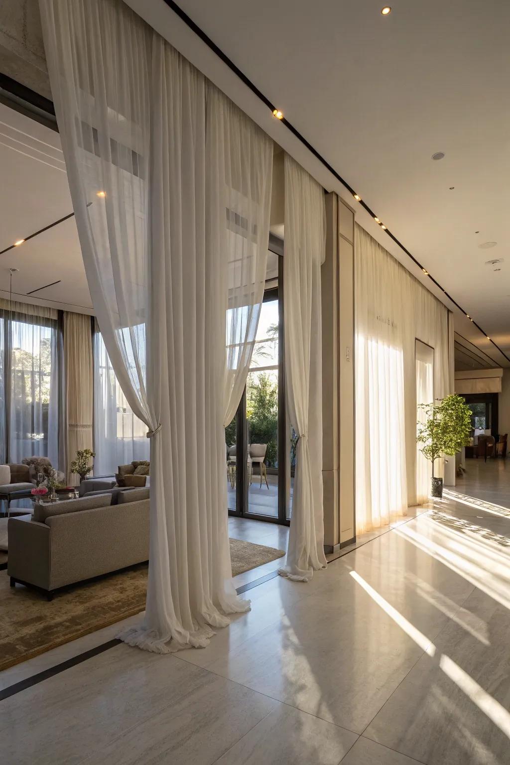 Sheer curtains can effectively partition areas, adding functional elegance to every space.