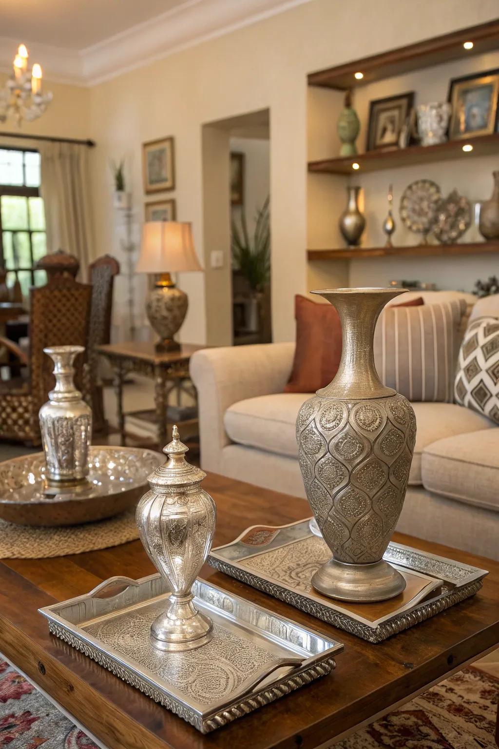 Silver embellishments make a subtle yet impactful statement.