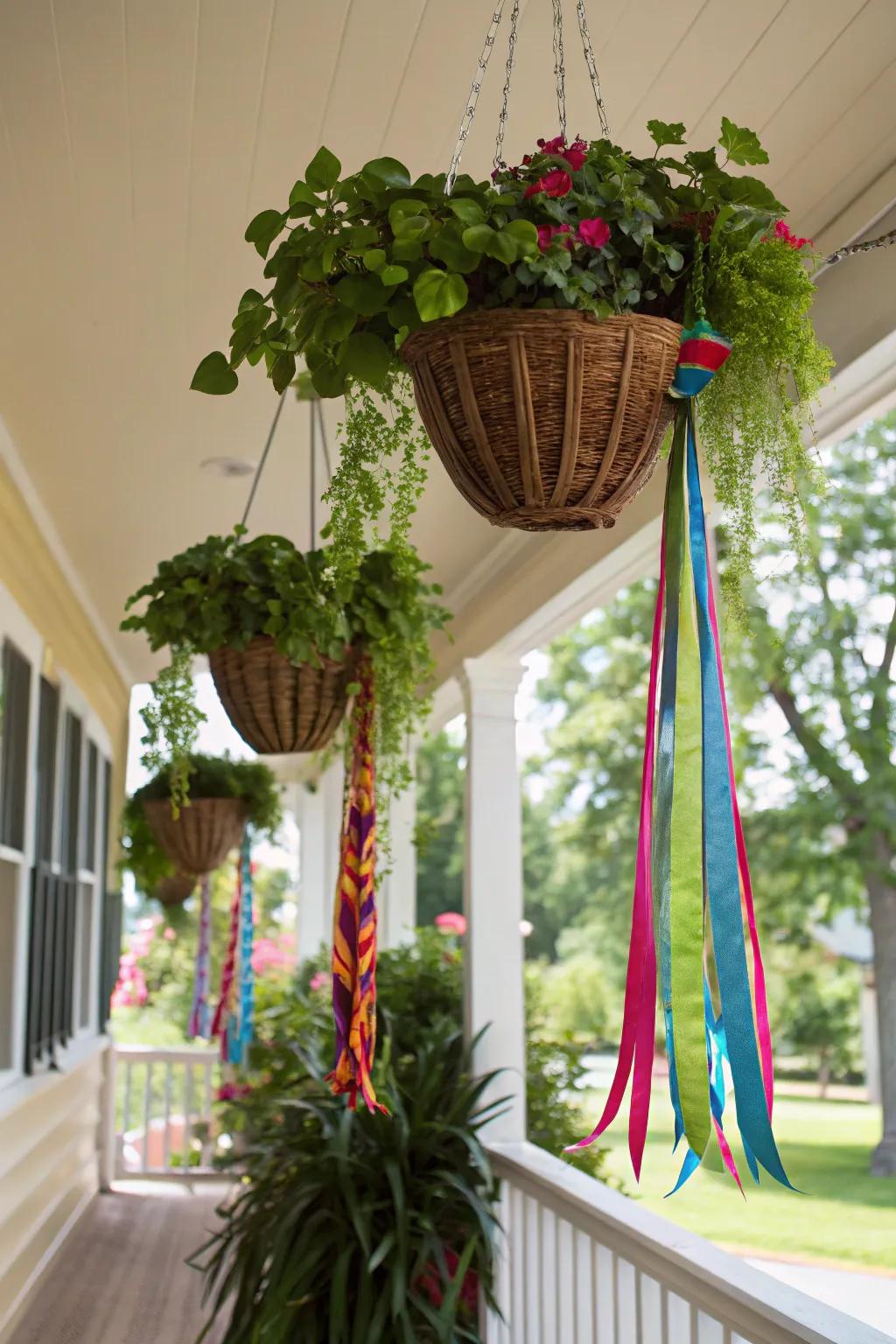 Suspended holders contribute festive vertical ornamentation.