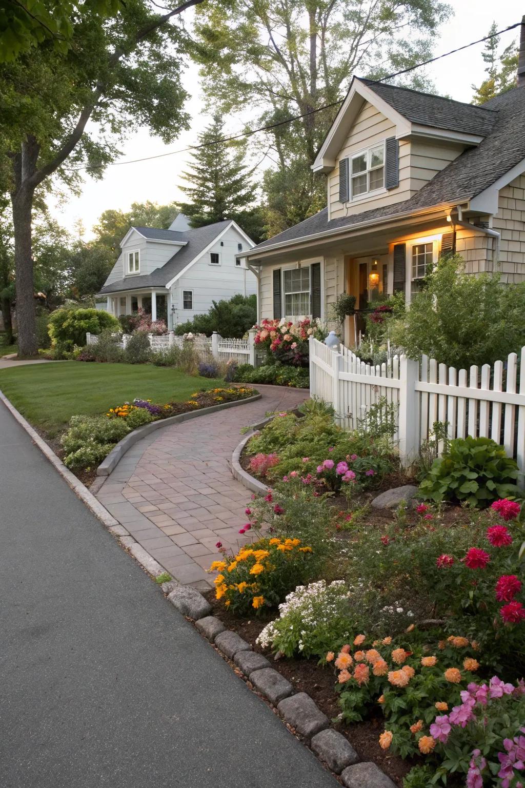 Flower beds soften and improve the aesthetic of your driveway.