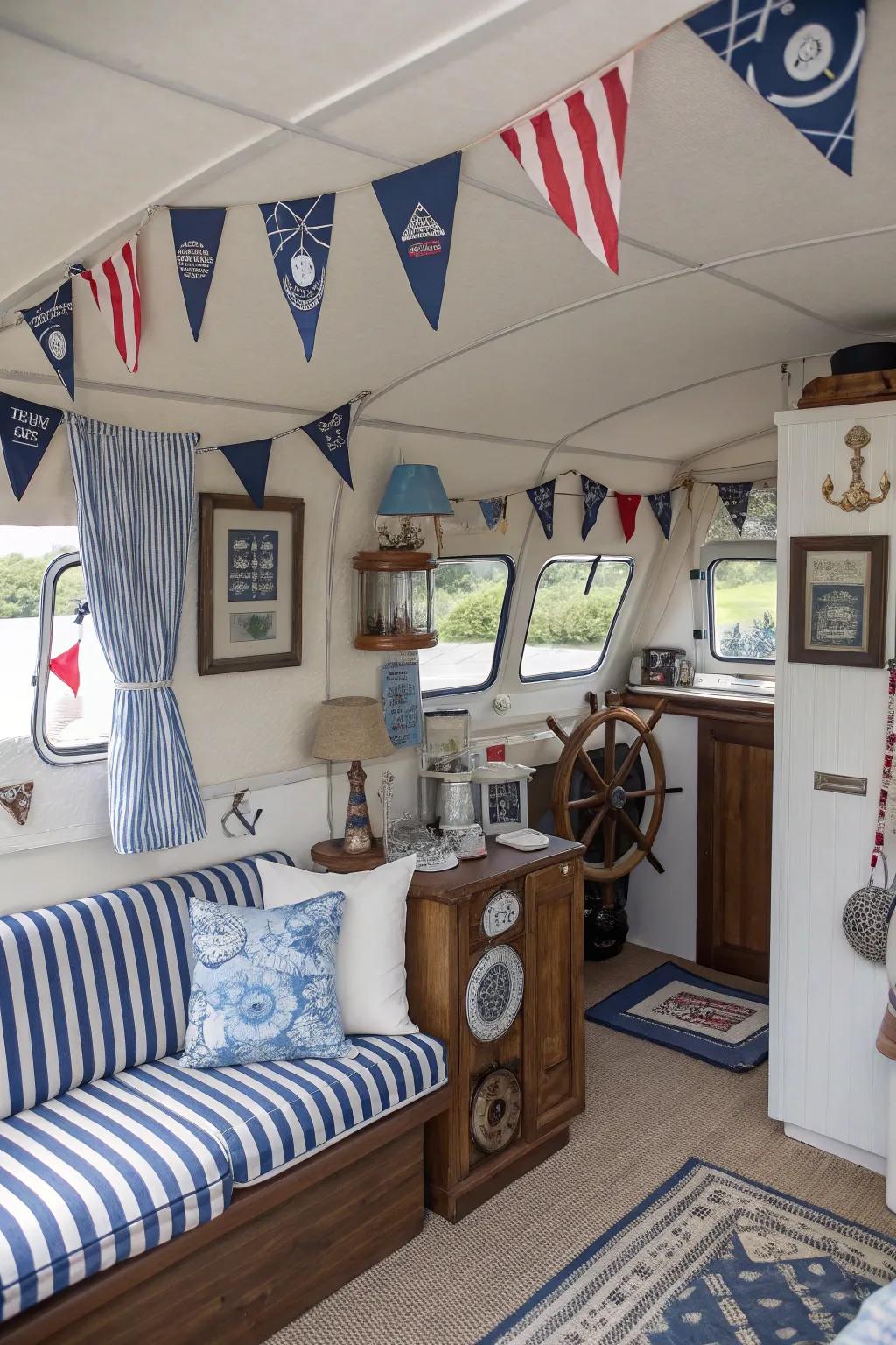 Themed design can develop a unified and chic RV interior.