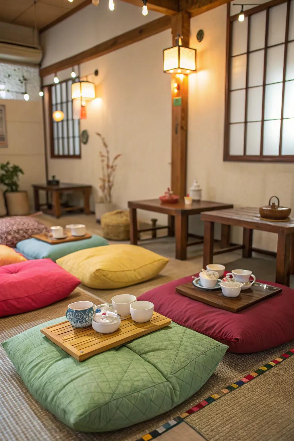 Base cushions offer comfort and flexibility in seating.