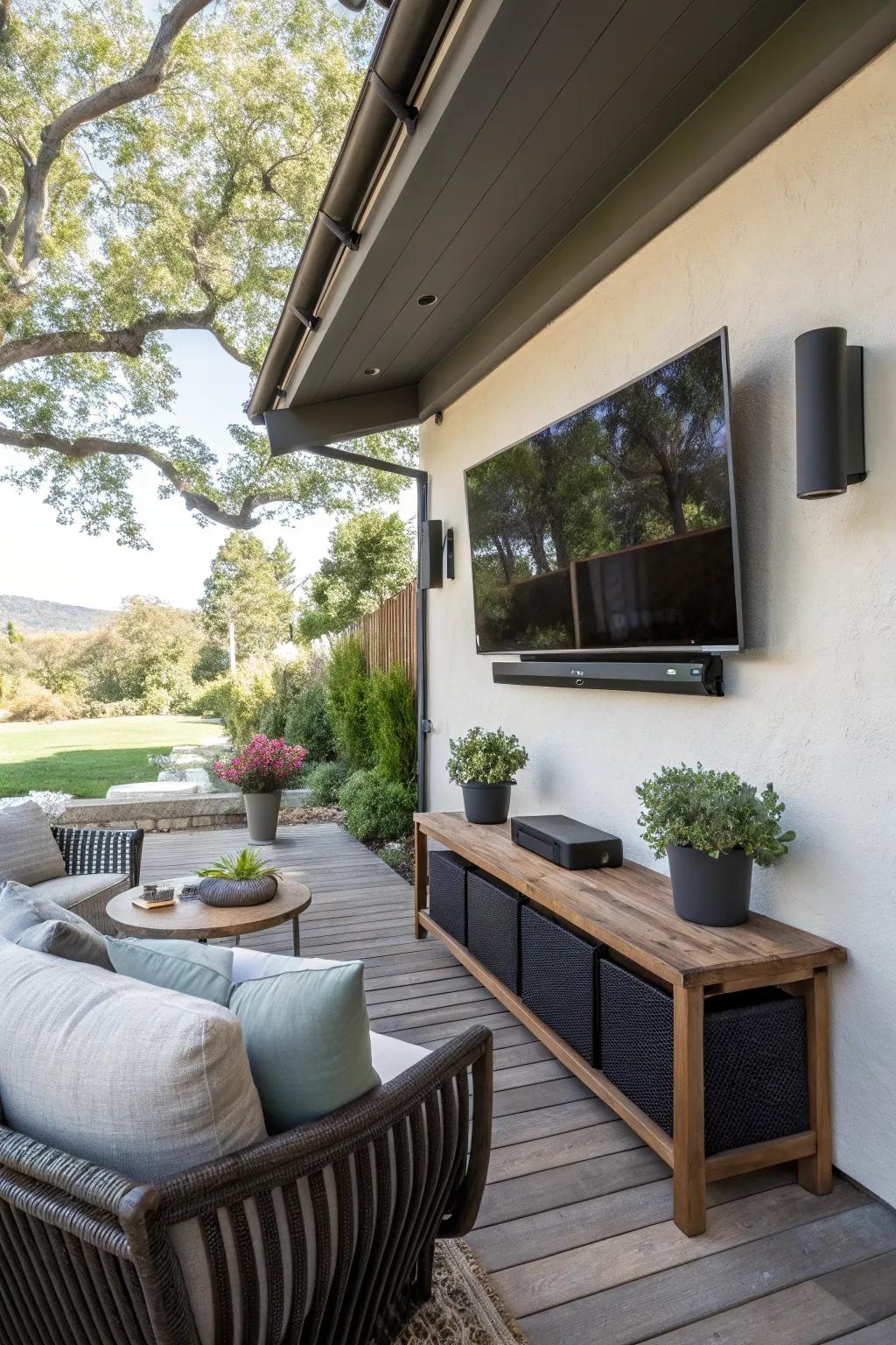 Weatherproof audio bar setup