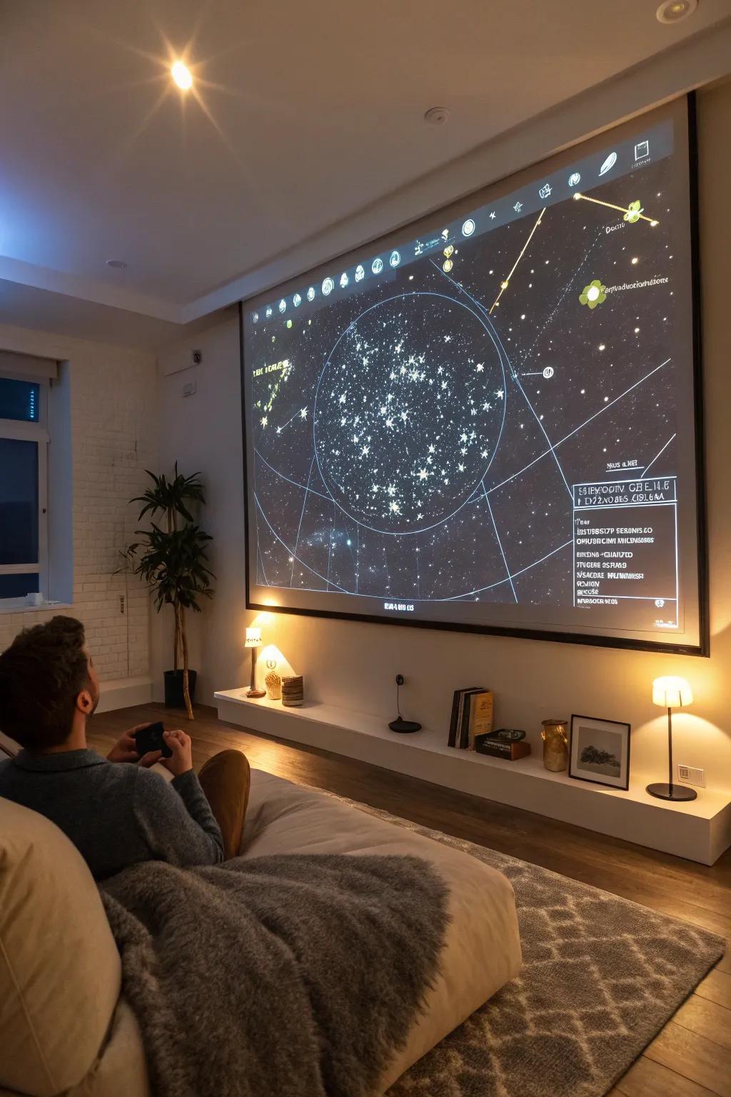 Interactive star charts engage families in learning about the night sky.