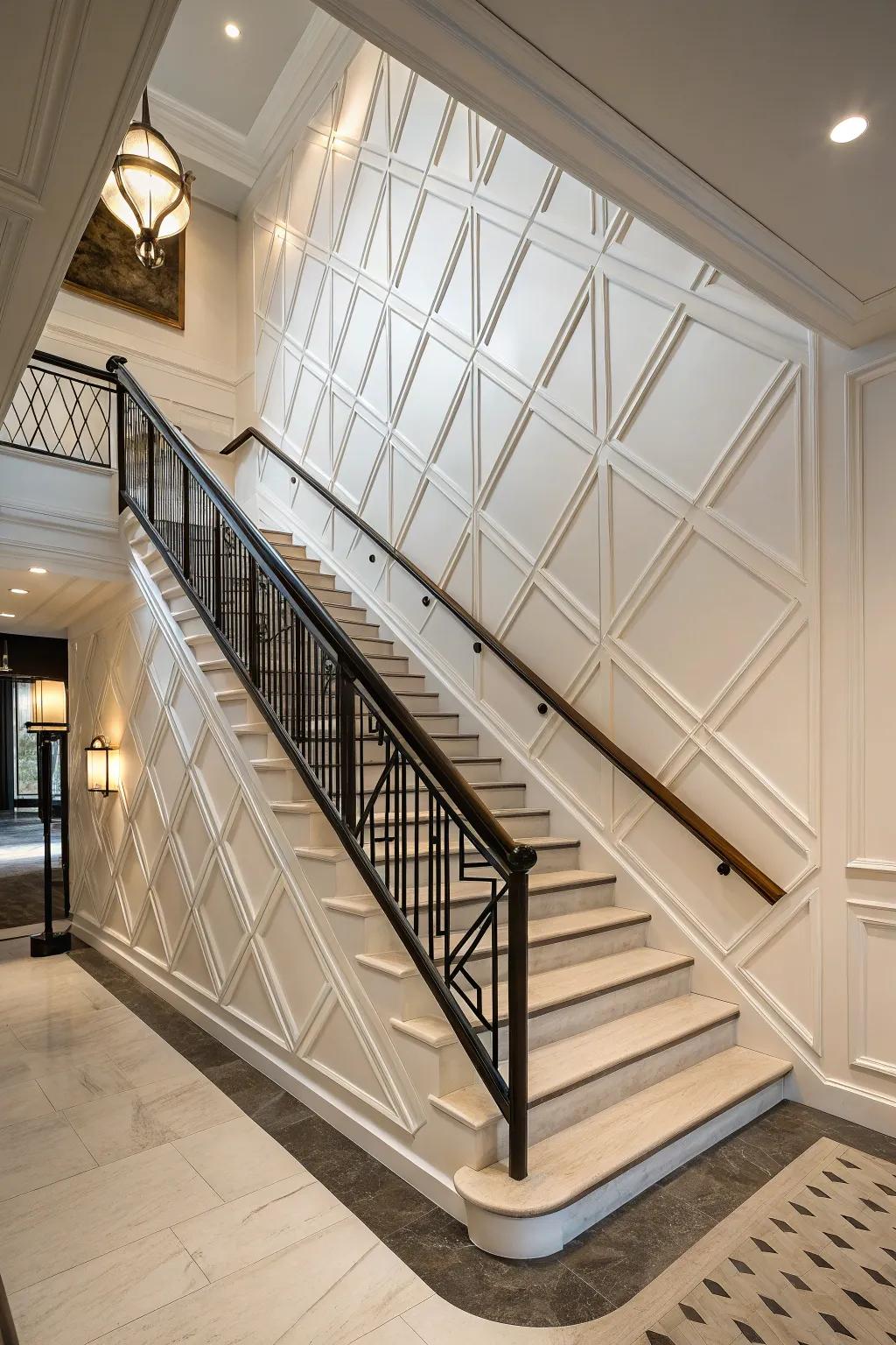 Angled patterns form a striking and up-to-date statement.