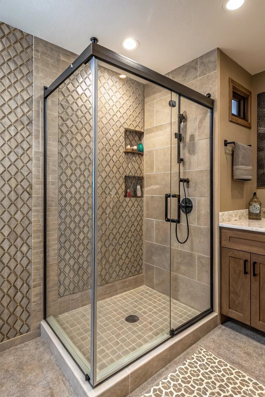 Textured walls enhance depth and visual appeal.