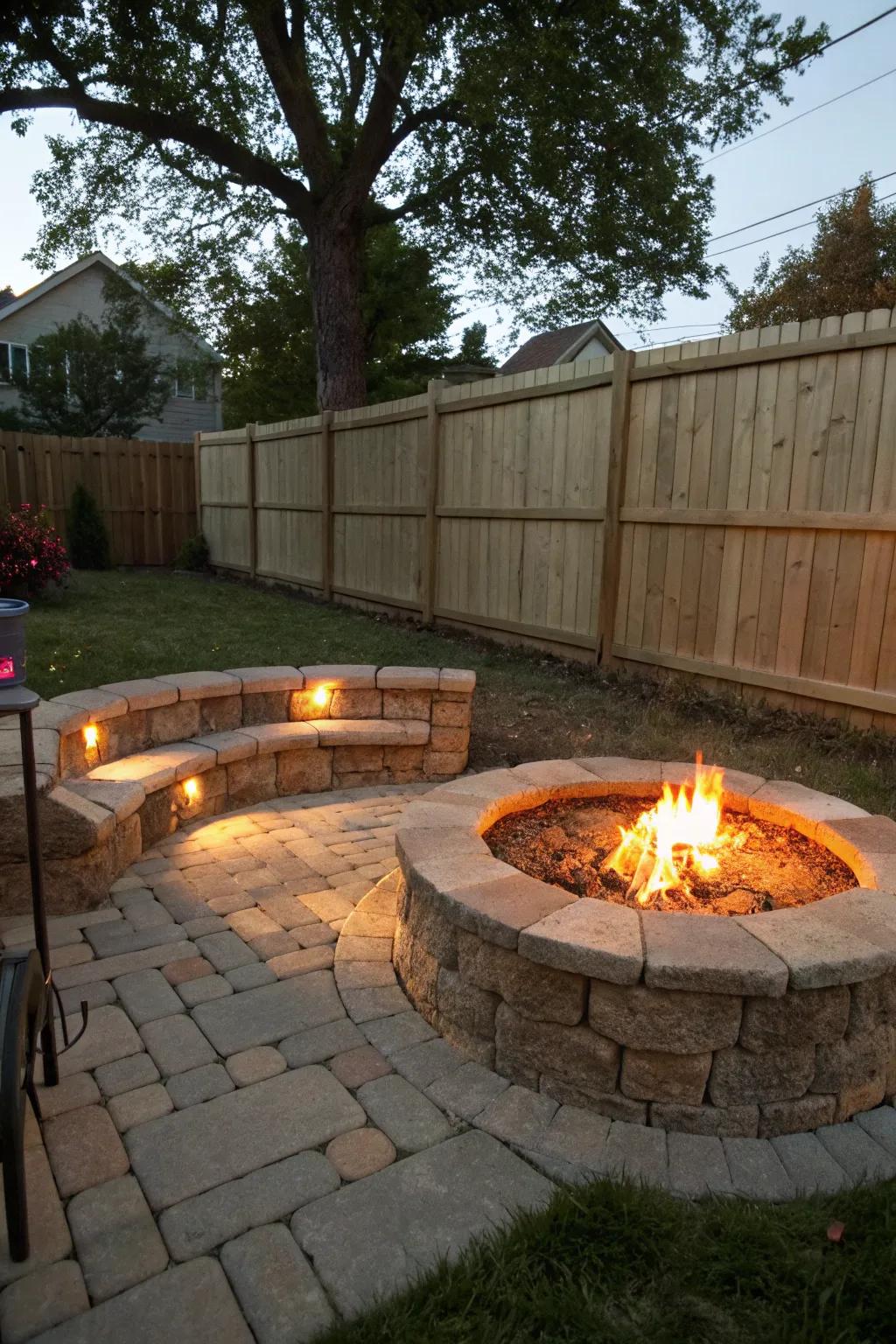 An inviting and resilient stone-encircled fire pit.