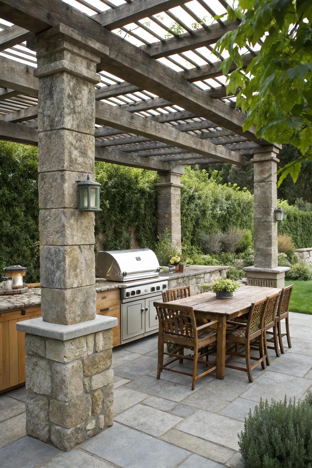 Elevate your outdoor cooking area using steadfast stone supports.