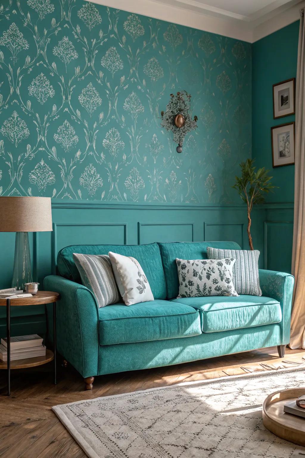 Cobalt wall covering can incorporate profundity and sophistication to your family room.