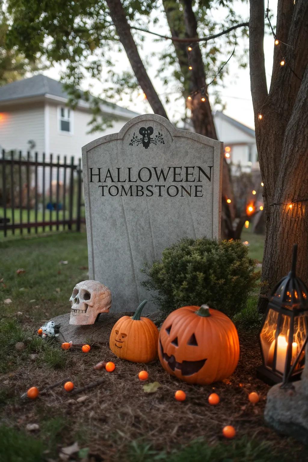 Personalized tombstones create a unique and engaging display.