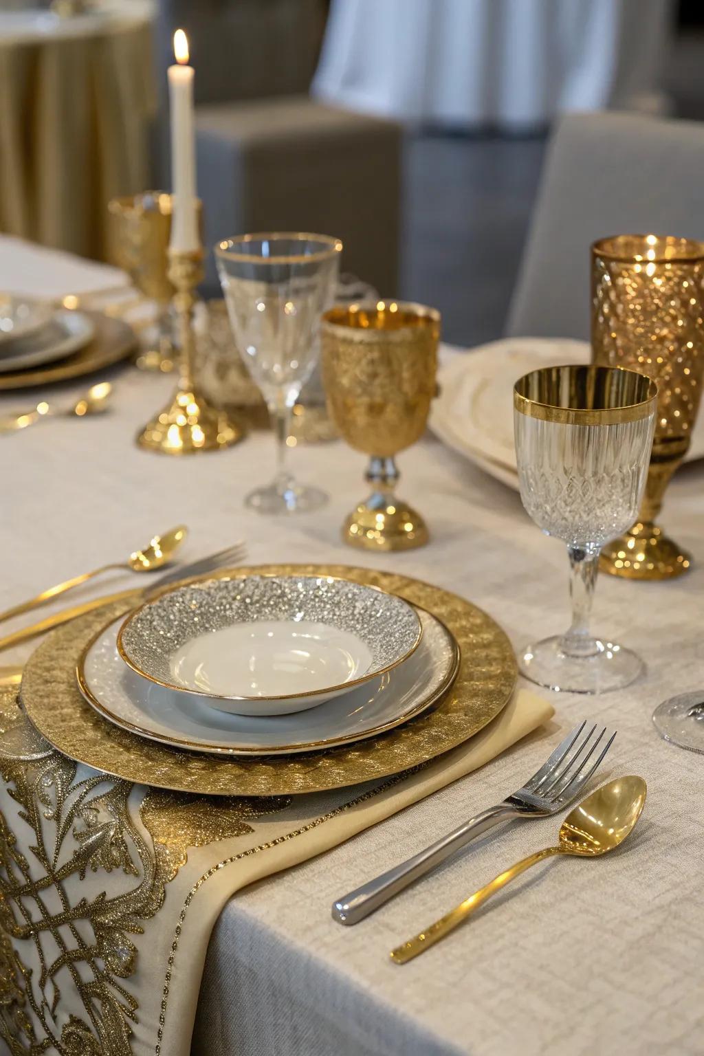 Metallic elements introduce a sophisticated gleam.