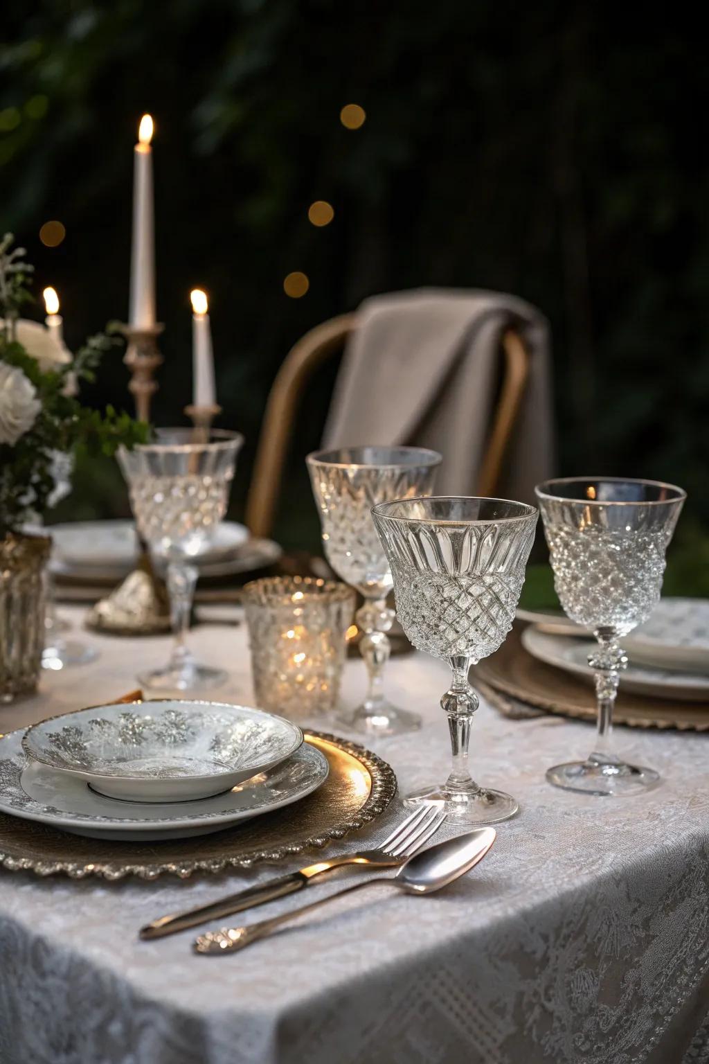 Timeless crystal and metal bring an element of style for your occasion.