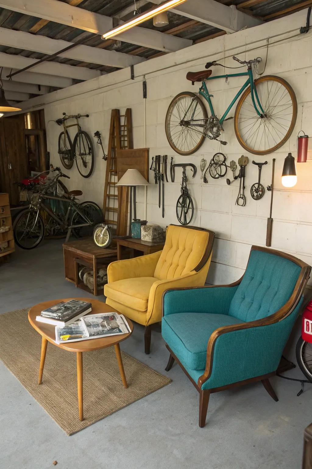 A snug seating zone offers a perfect spot for relaxation.