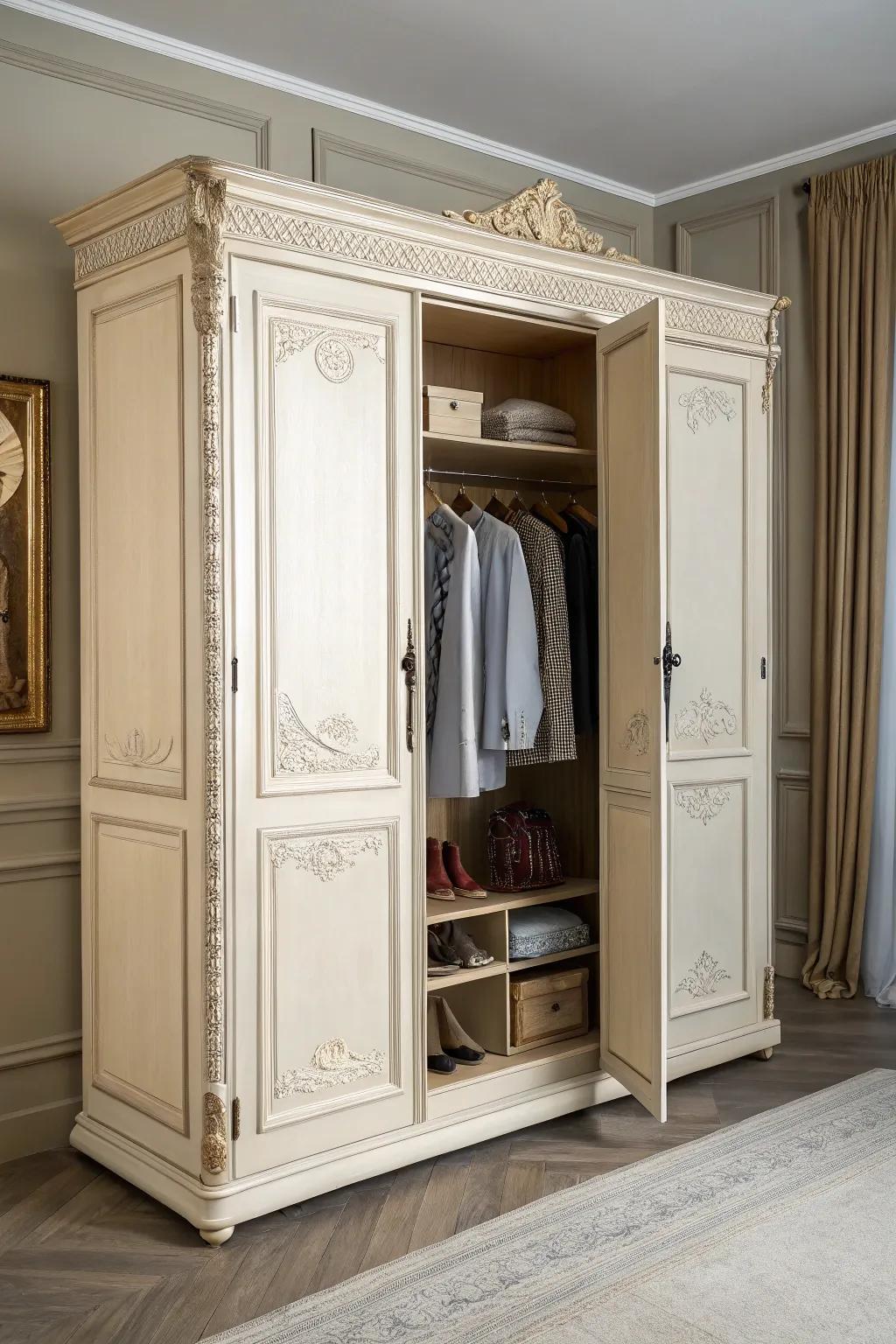 A closet featuring a secret door for added intrigue.