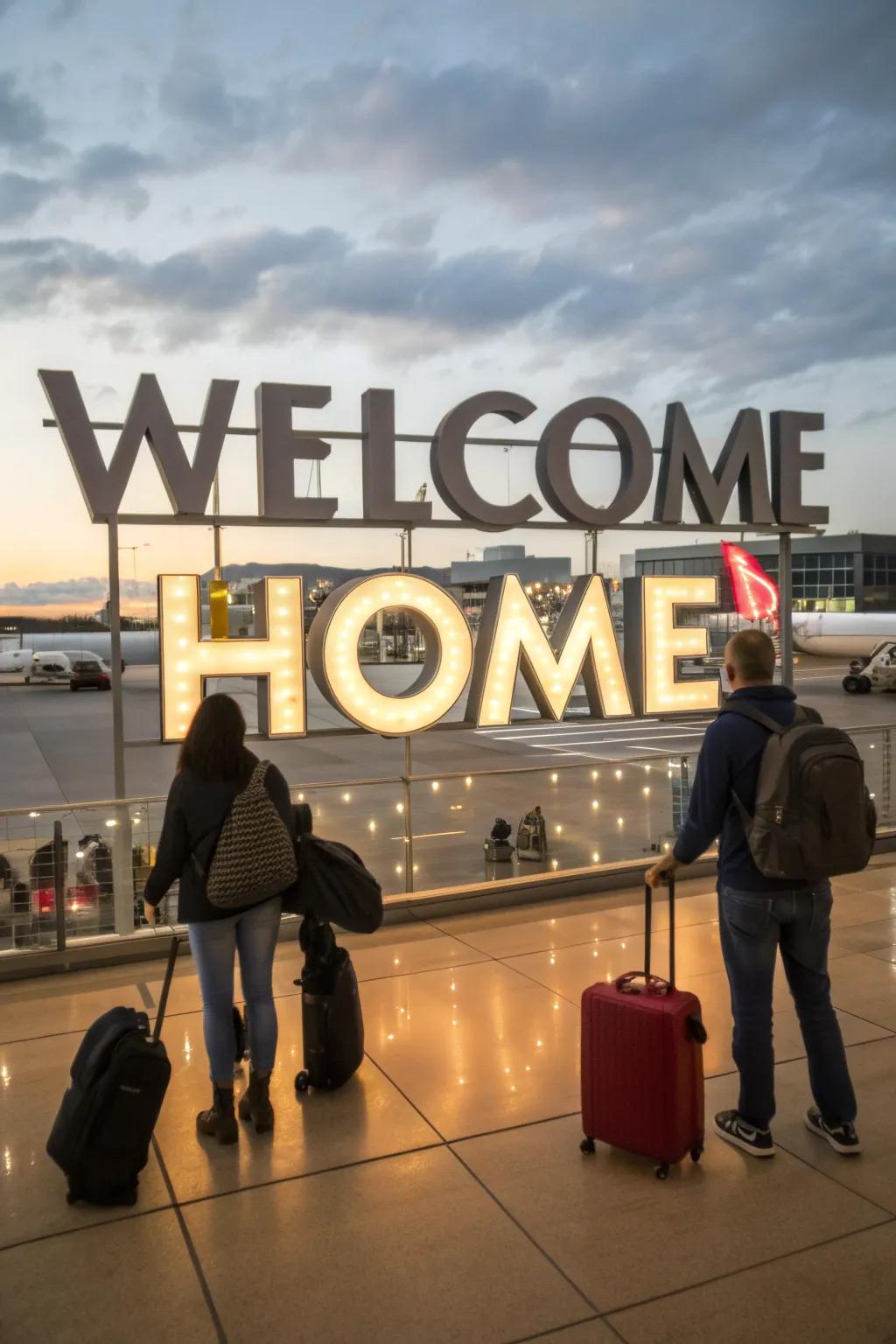 Large letters create a striking impact during airport greetings.