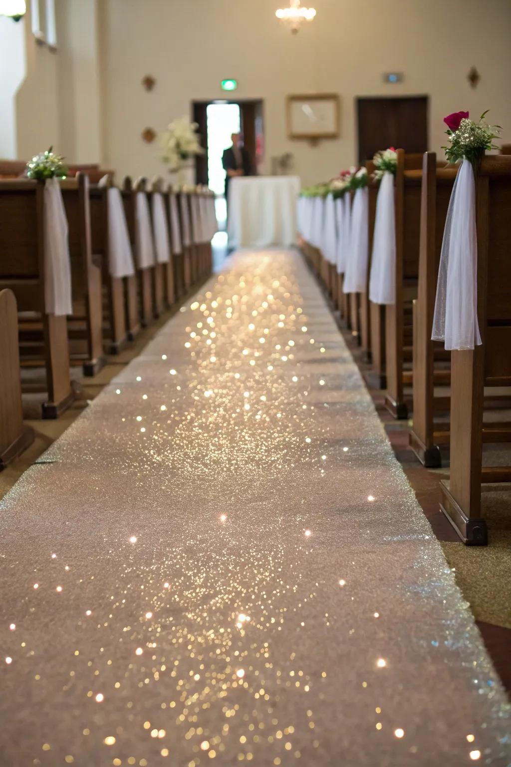 Glistening aisleways incorporate a subtle touch of enchantment to your event.