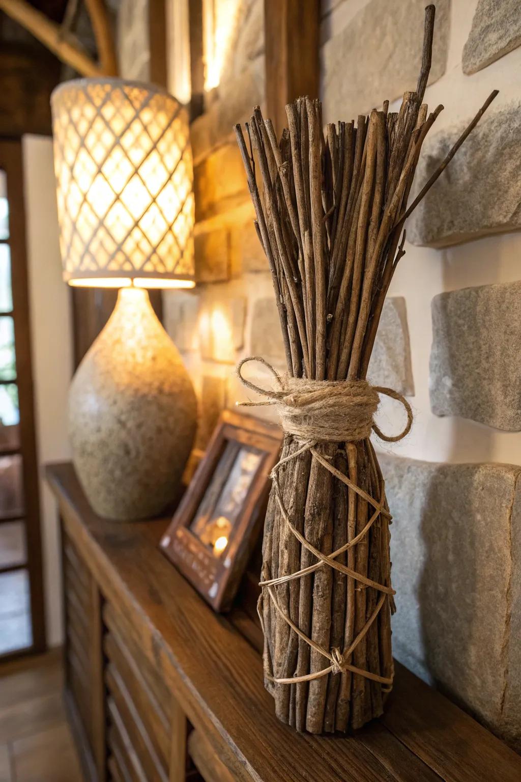 A package of branches introduces rustic attraction to any placing.